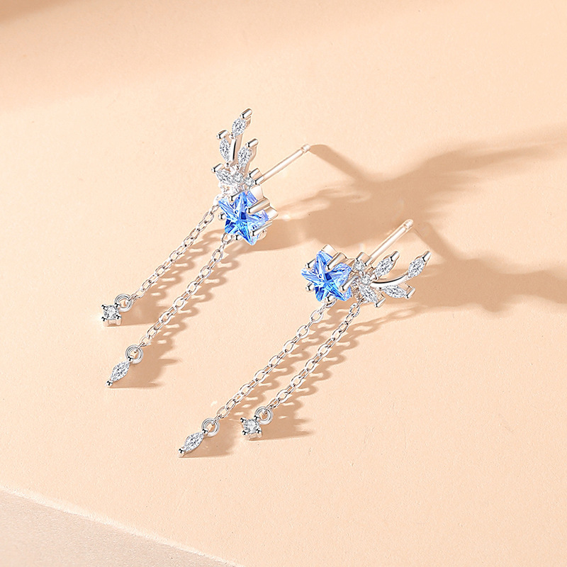 Original wheat-ear starlight earrings, a feminine and stylish design, perfect for summer, versatile with tassels, and featuring high-quality cubic zirconia for a luxurious, meteor-like look