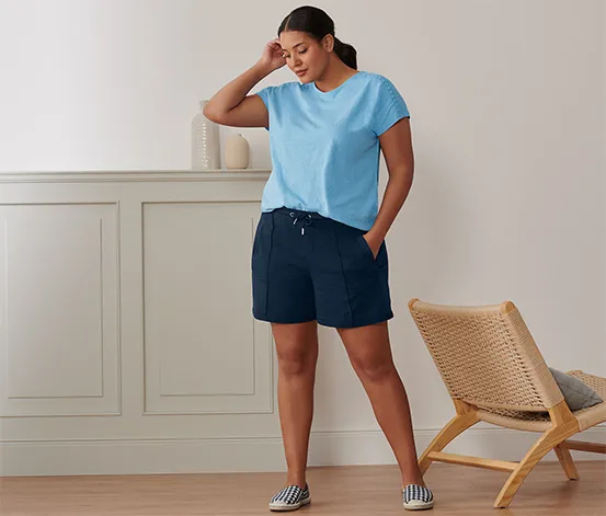 Shirt aus Leinenmix, hellblau