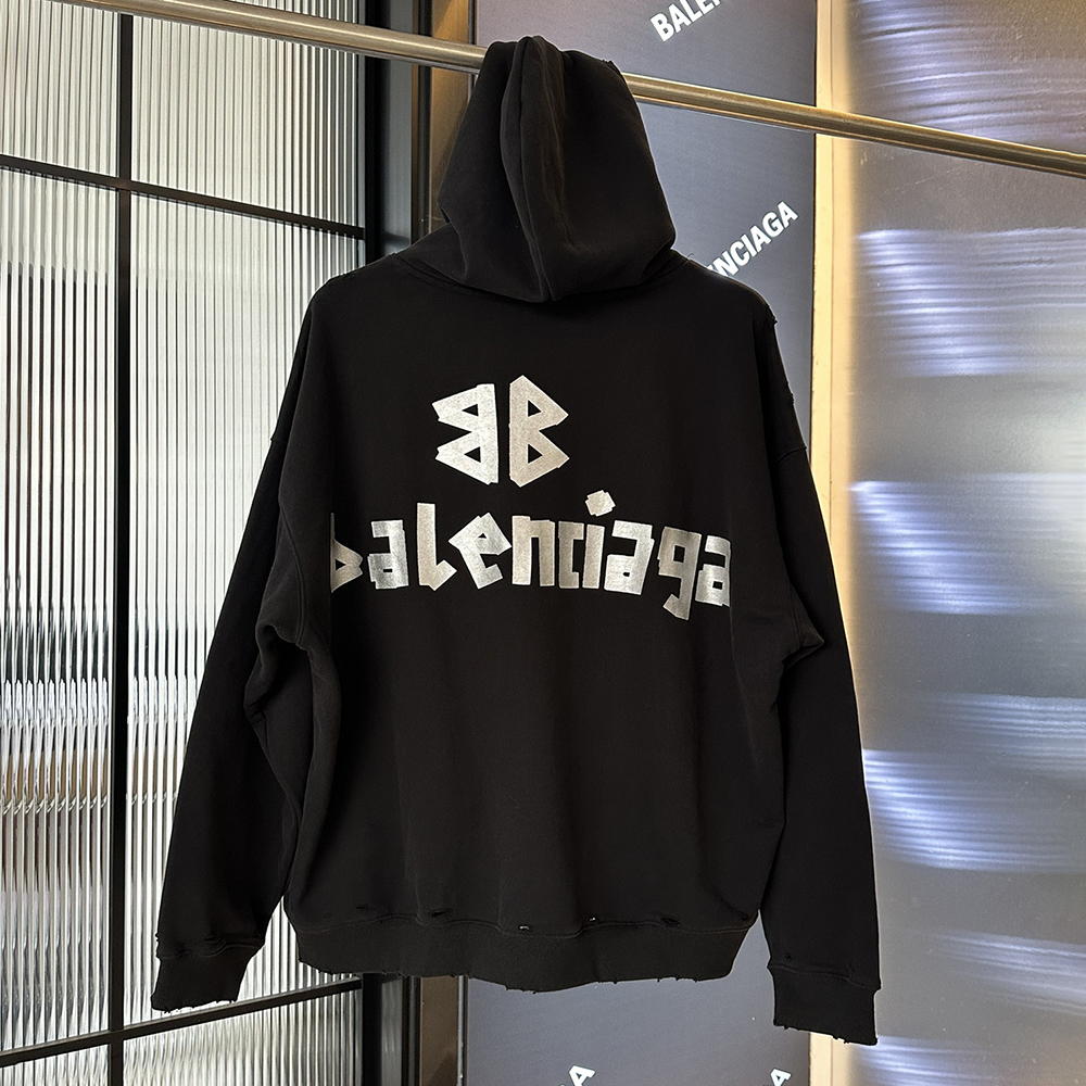 Letter Printed Hole Long Sleeve Hoodies