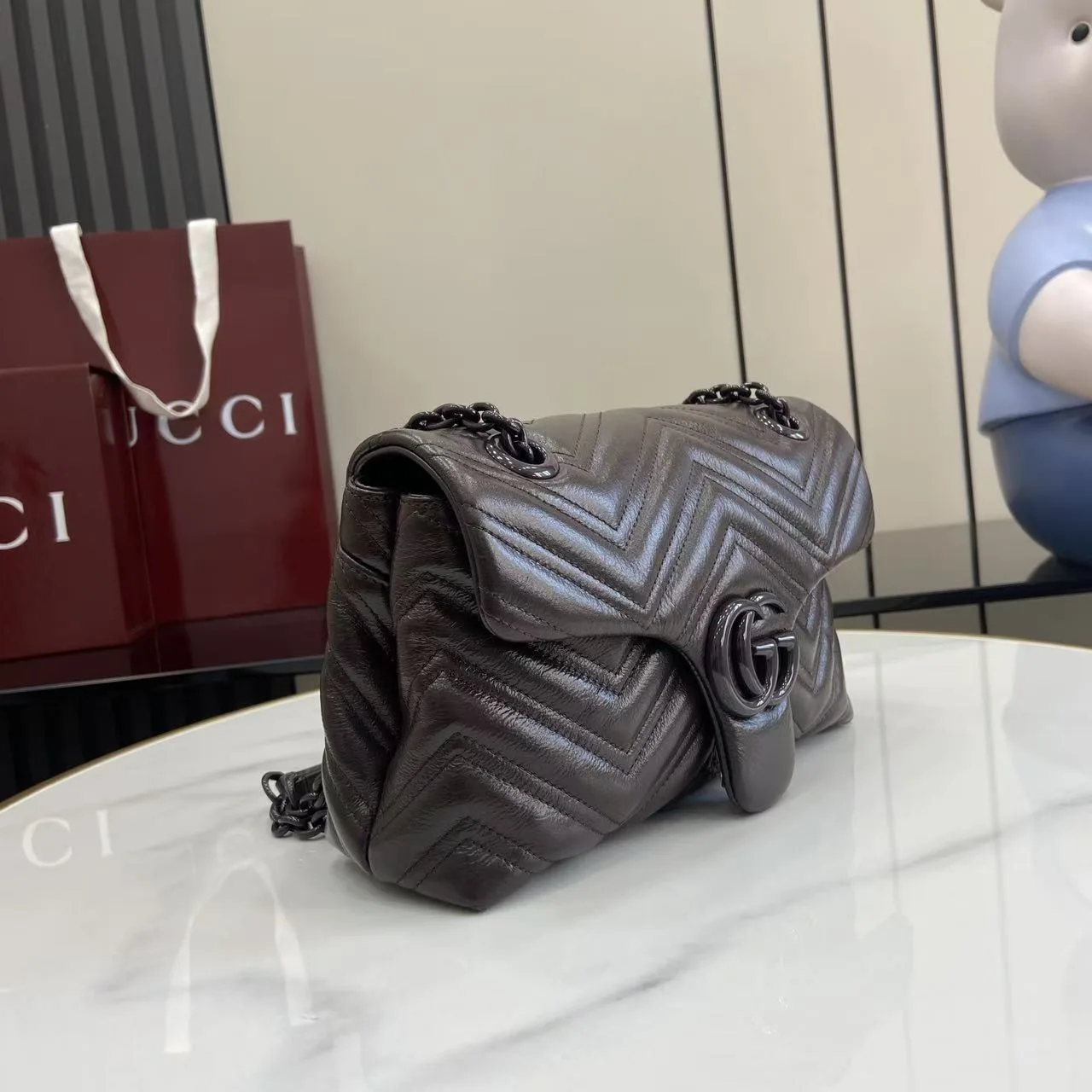 Gucci Marmont Brown GG Supreme Canvas Shoulder Bag product photo from LabelPicks