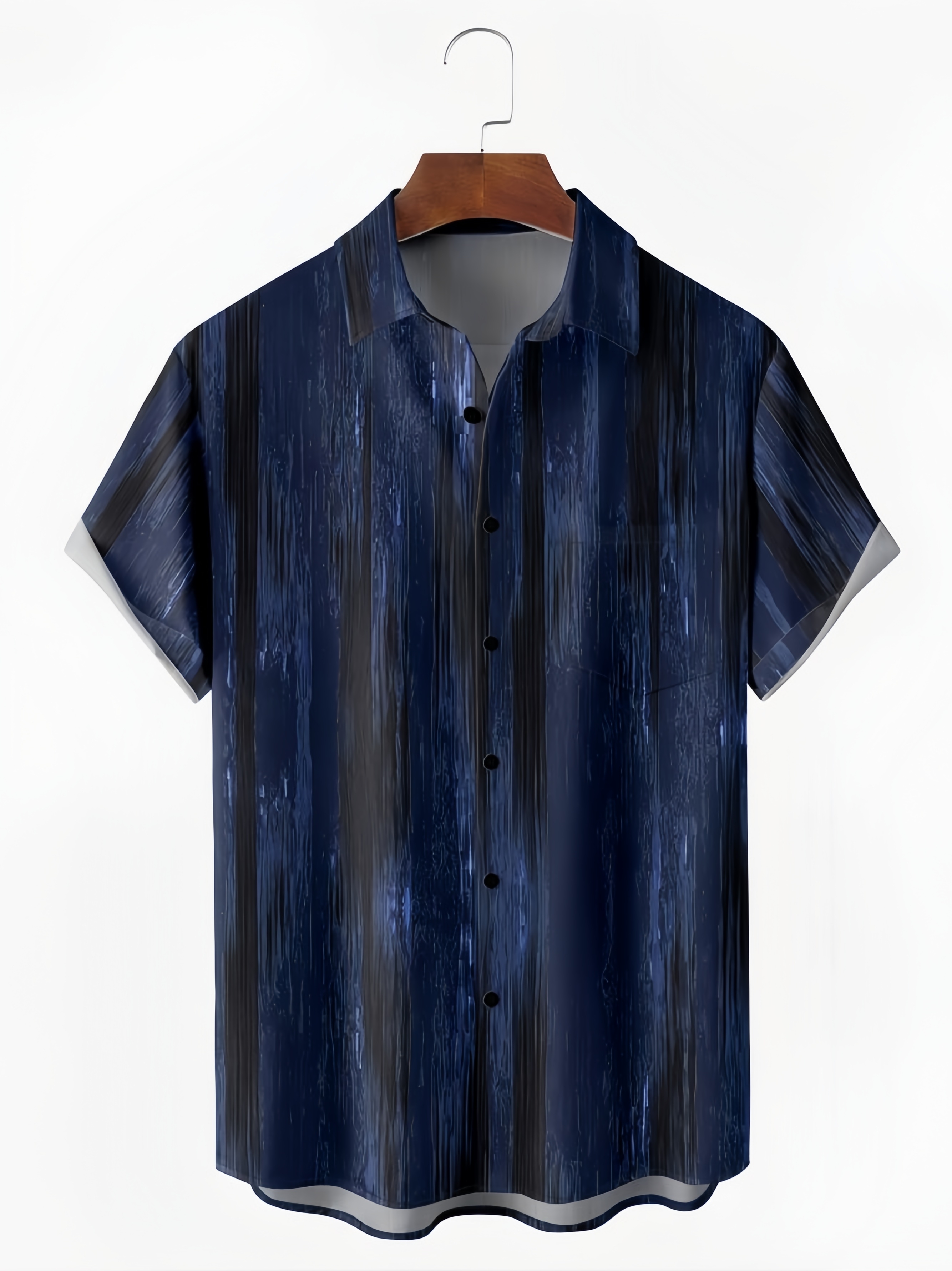 Geometric Dark Pattern Chest Pocket Short Sleeve Casual Shirt