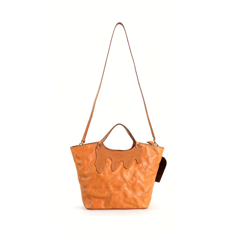 Cognac Mini Wavy Tote Bag Women