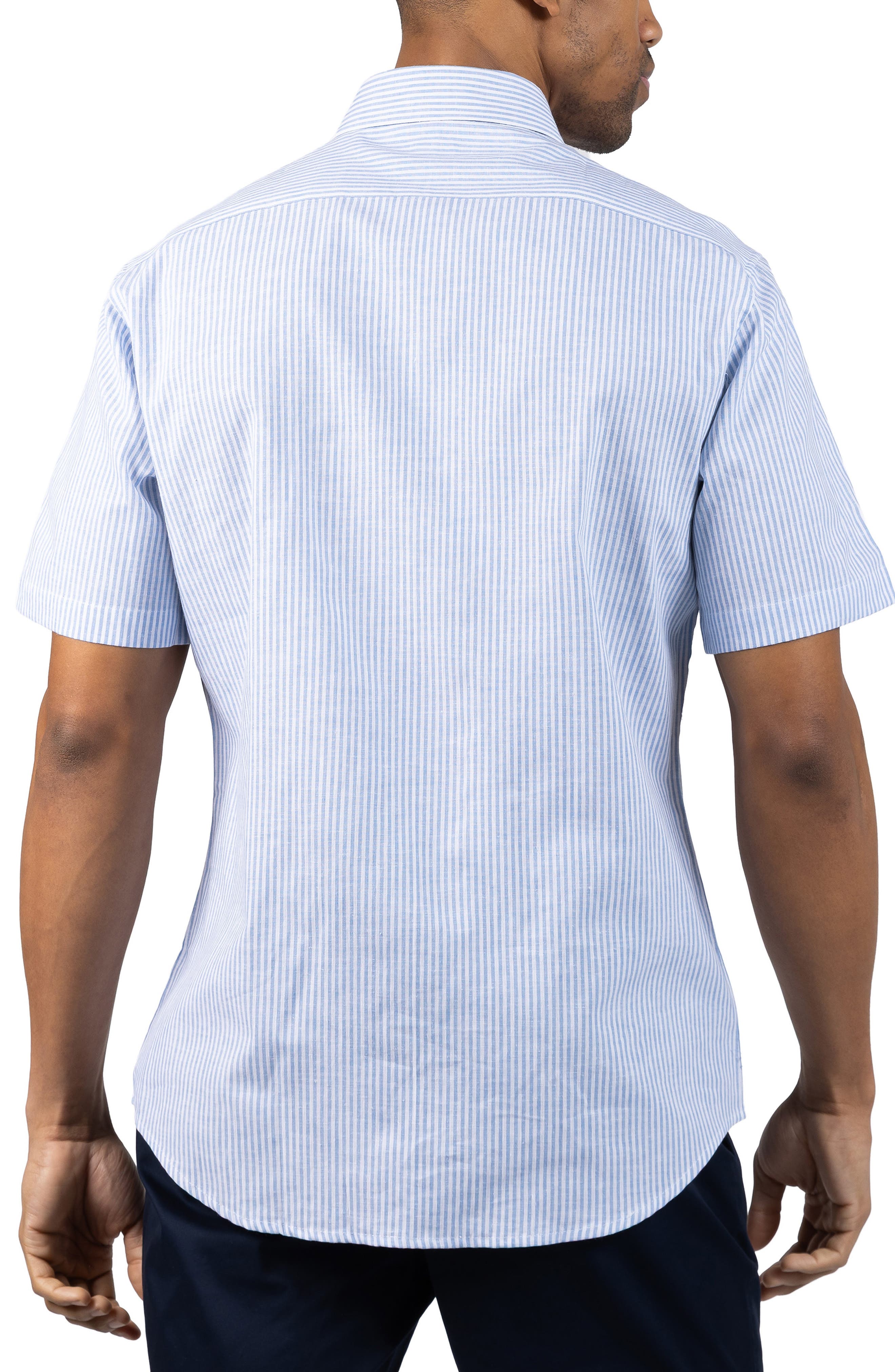 TailorByrd Stripe Linen Blend Button-Up Shirt