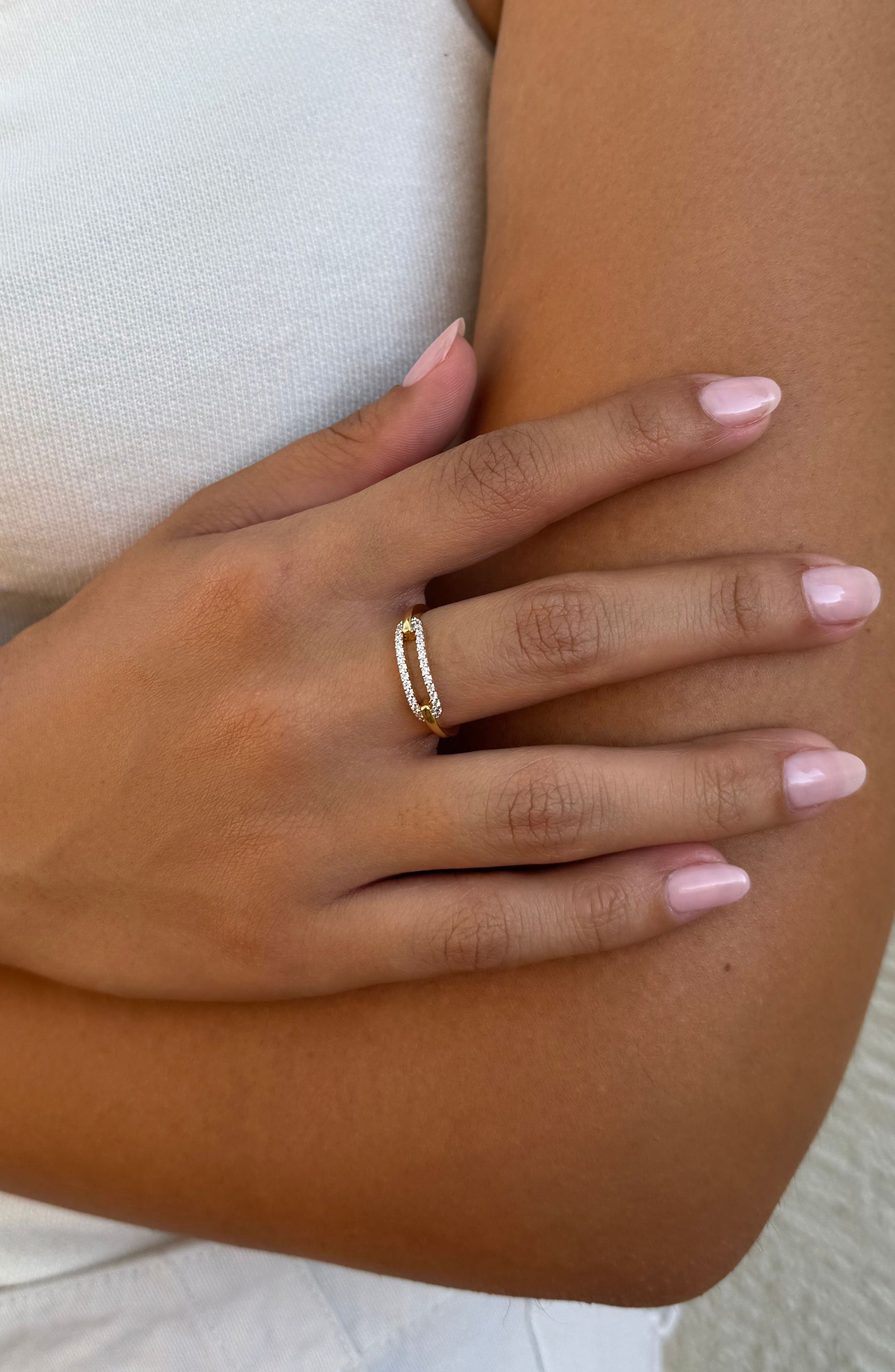 Adornia 14K Gold Plated Cubic Zirconia Link Ring