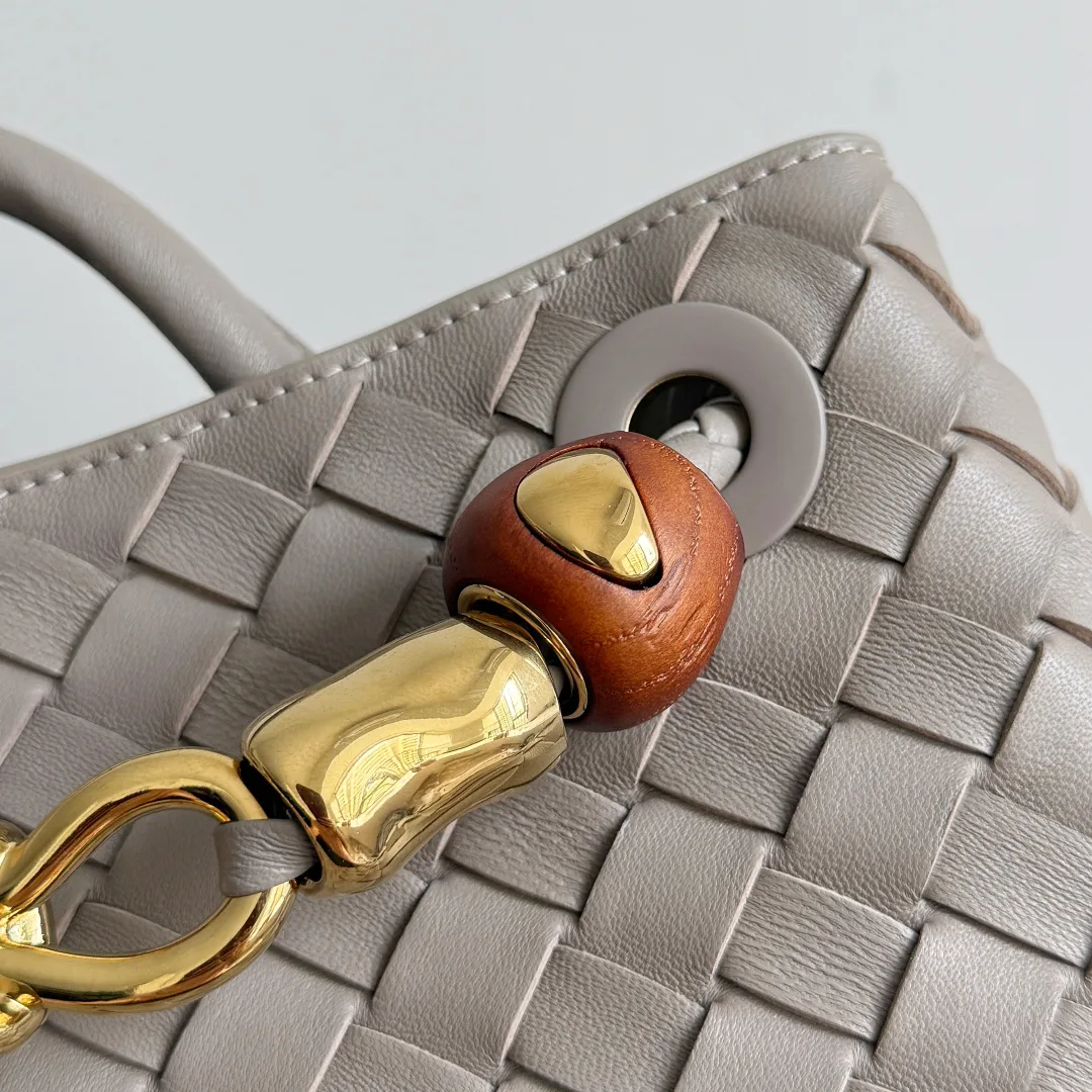 Bottega Veneta Andiamo Grey Intrecciato Woven Leather Top Handle Bag product photo from LabelPicks