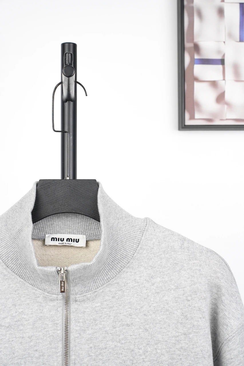 Miu Miu Heather Grey Stand Collar Zip Jacket product photo from LabelPicks