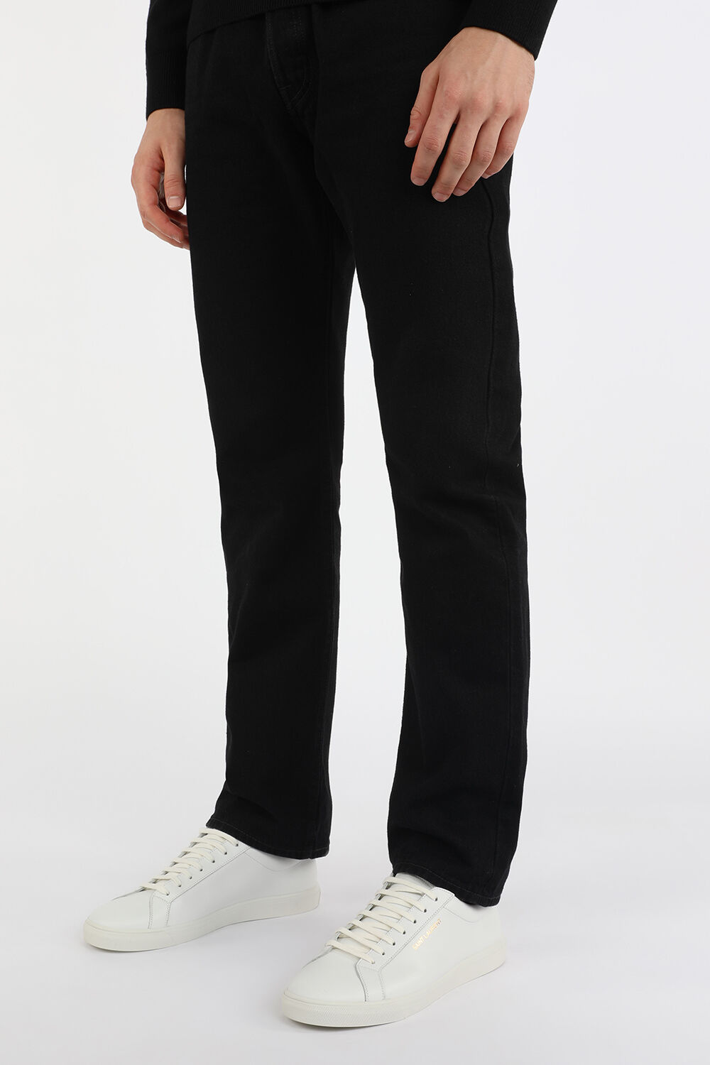 SAINT LAURENT סניקרס אנדי מעור עם לוגו זהוב
