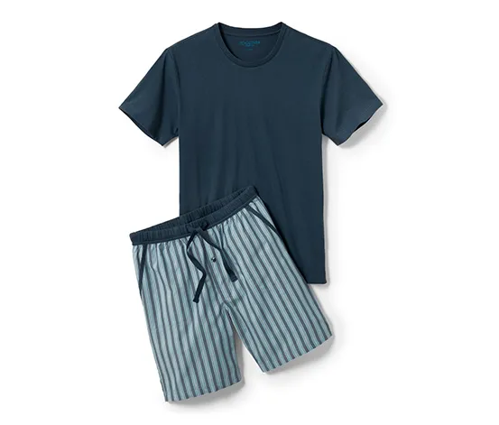 Shorty-Pyjama mit gewebter Hose