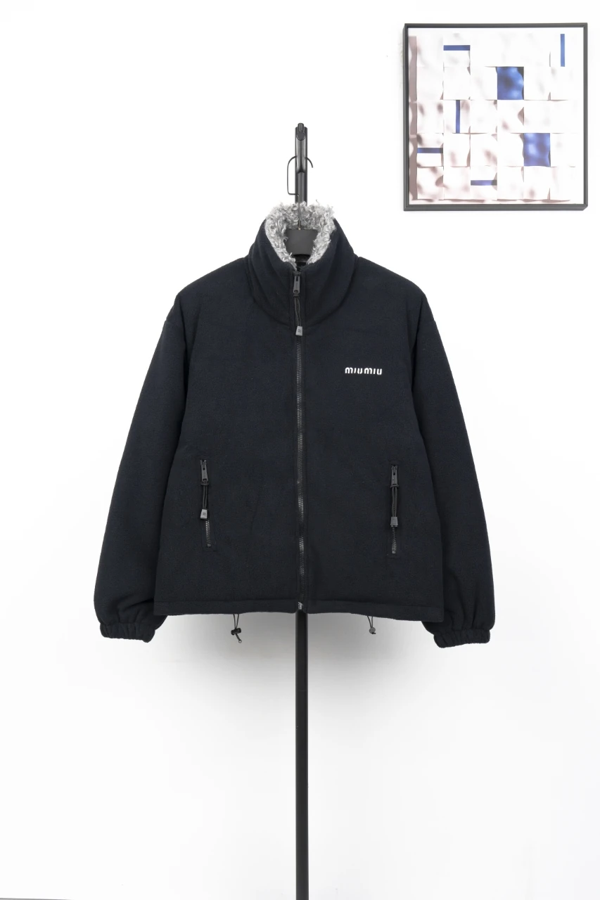 Miu Miu Black Fur Collar Embroidered Down Jacket product photo from LabelPicks