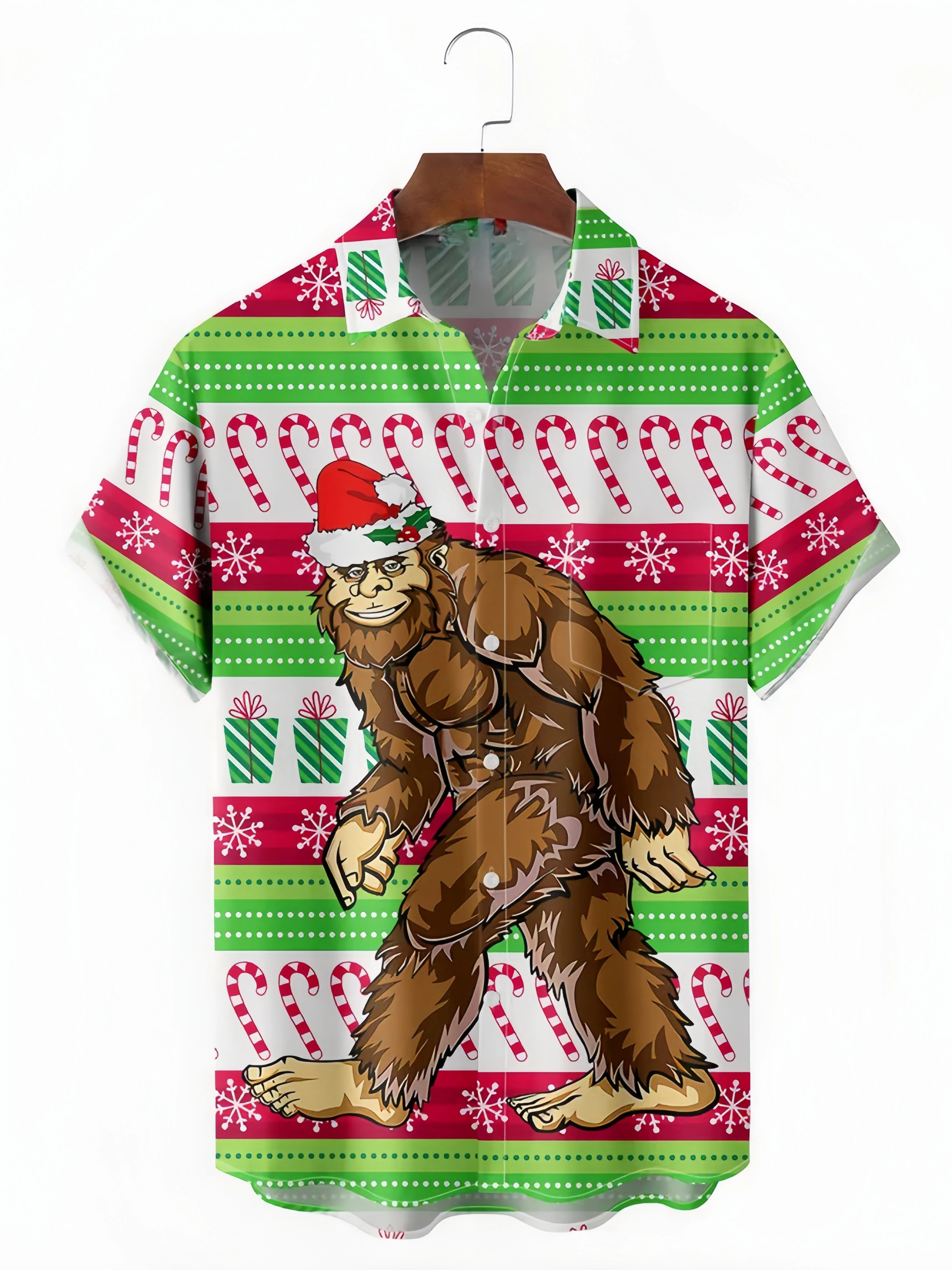 Christmas Chest Pocket Short Sleeve Casual Shirt