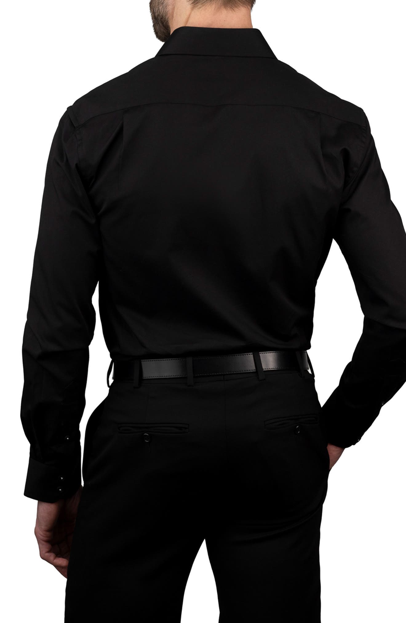 KARL LAGERFELD Trim Fit Solid Cotton Dress Shirt