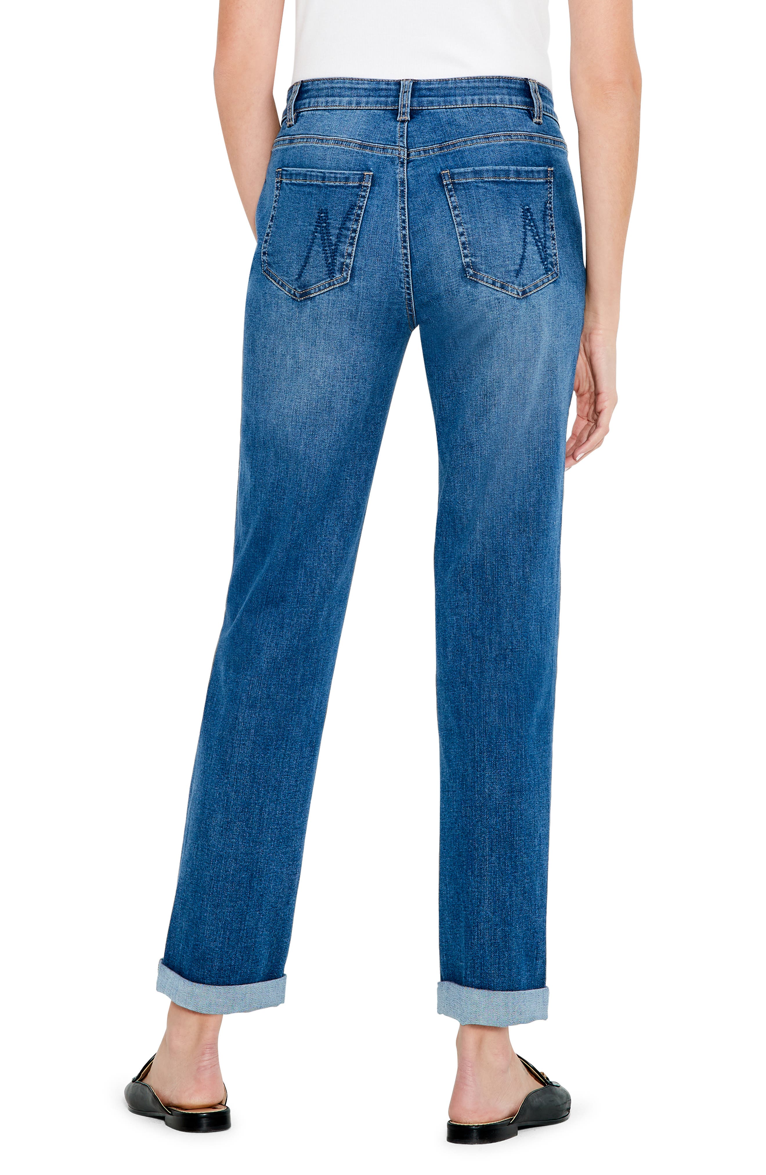 NIC+ZOE Cuffed High Waist Straight Leg Girlfriend Jeans