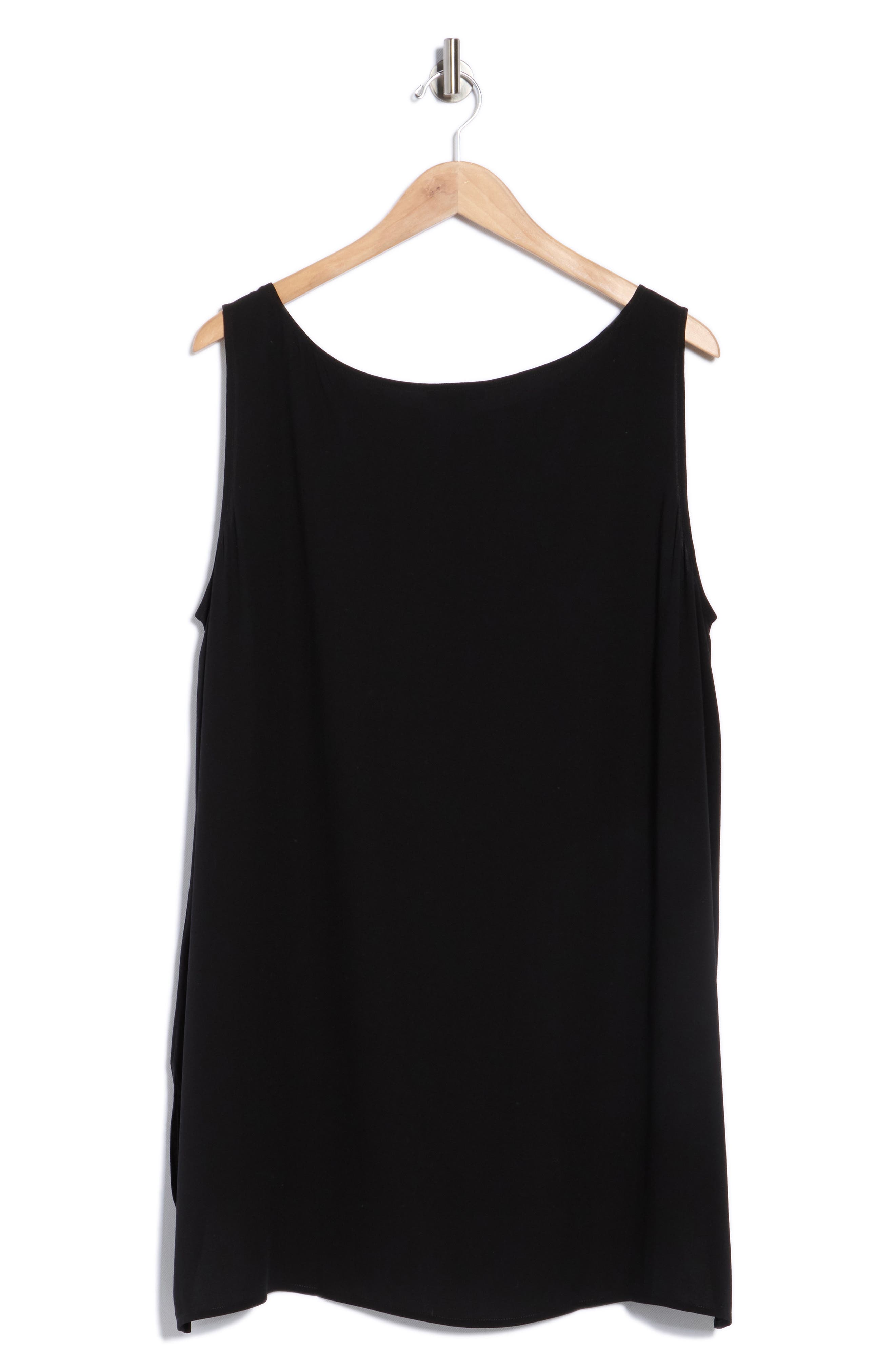 Eileen Fisher Bateau Neck Longline Silk Shell