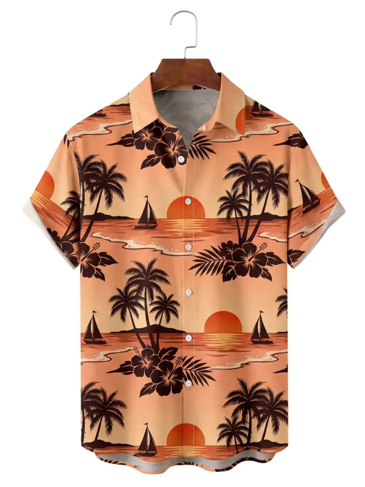 Men's printed shirts Hibiscus Sunset Beach Aloha Shirt