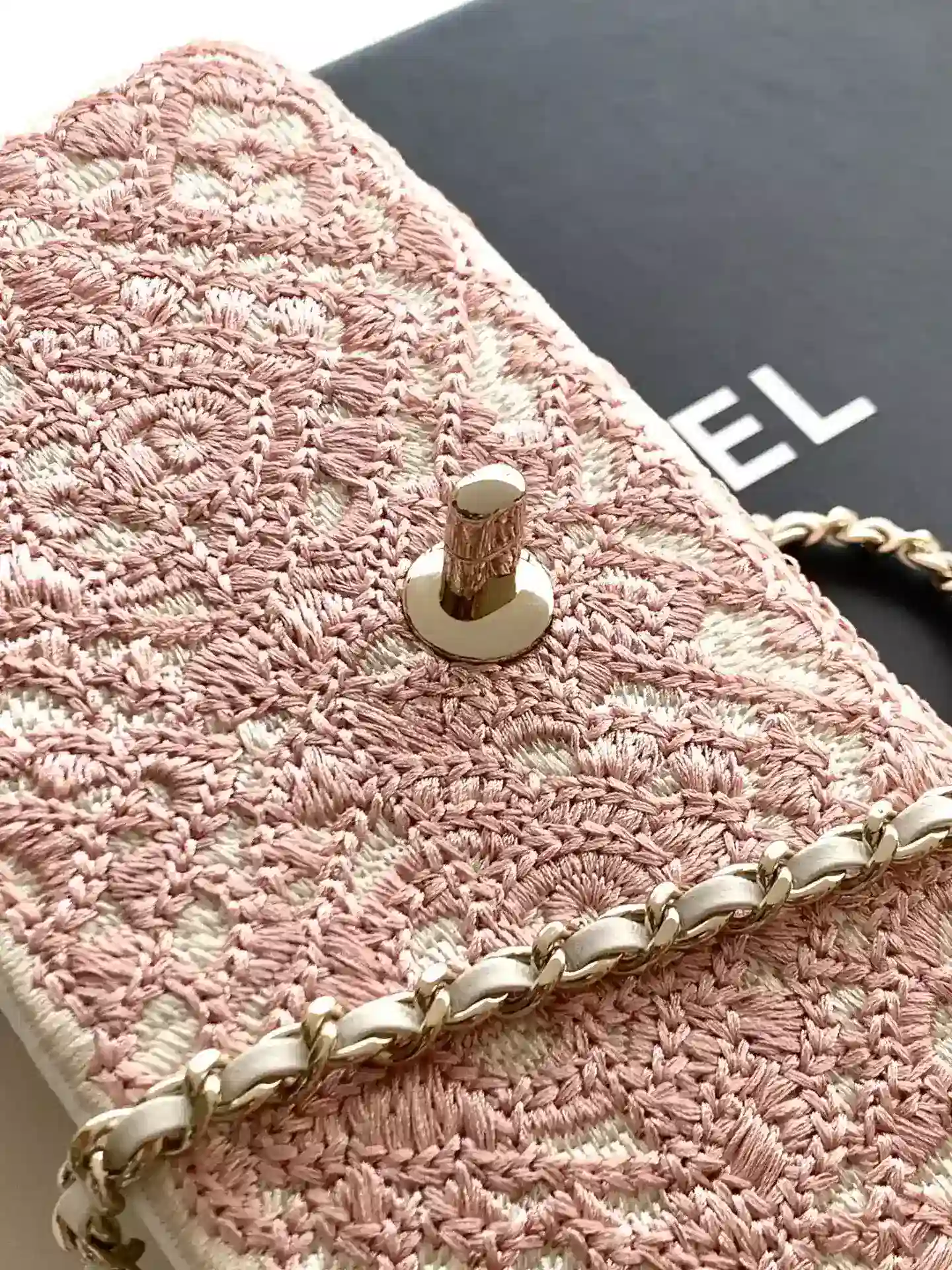 Chanel Pink Woven Leather Crossbody Bag product photo from LabelPicks