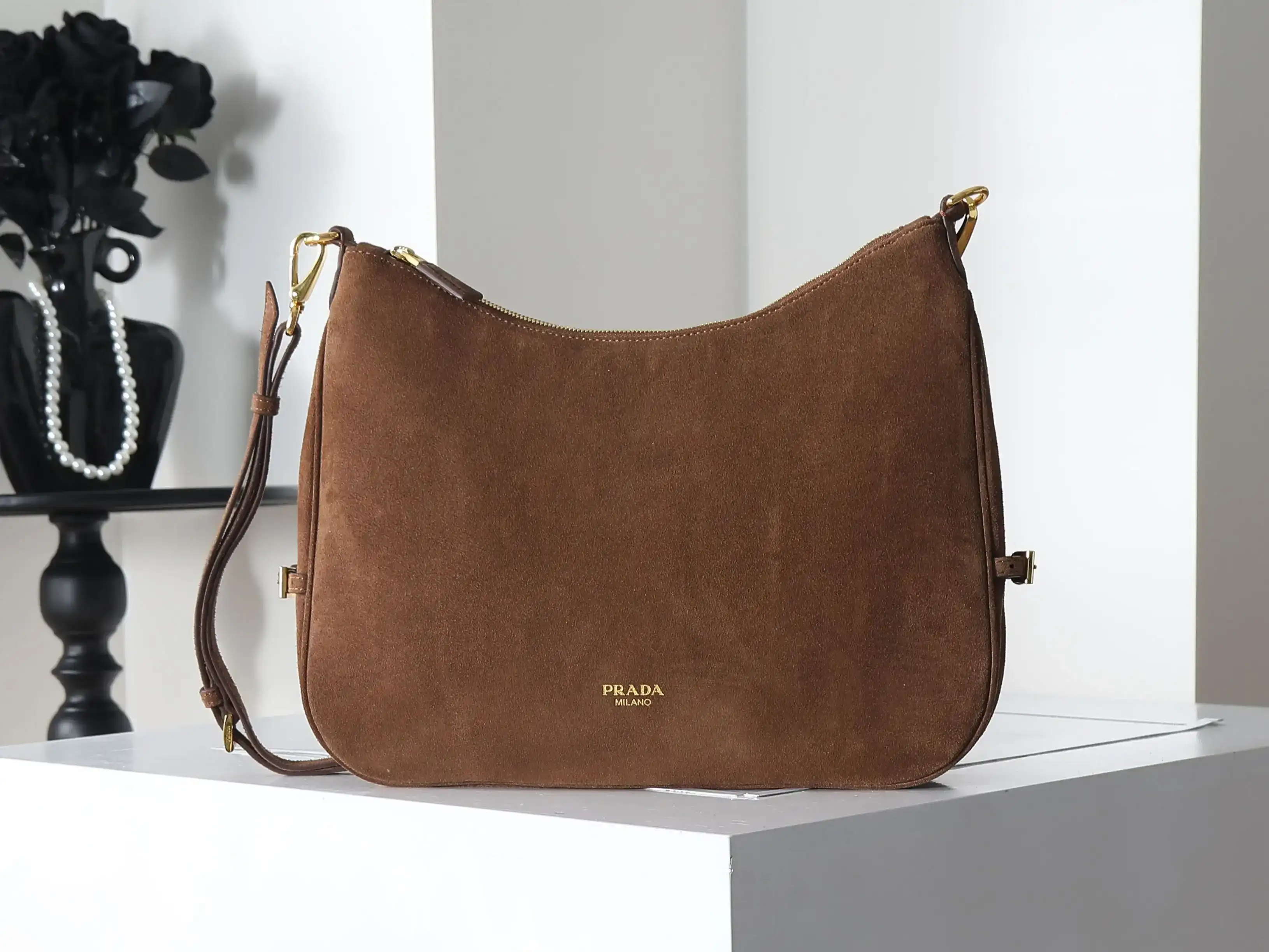Prada Suede Leather Hobo Bag product photo from LabelPicks