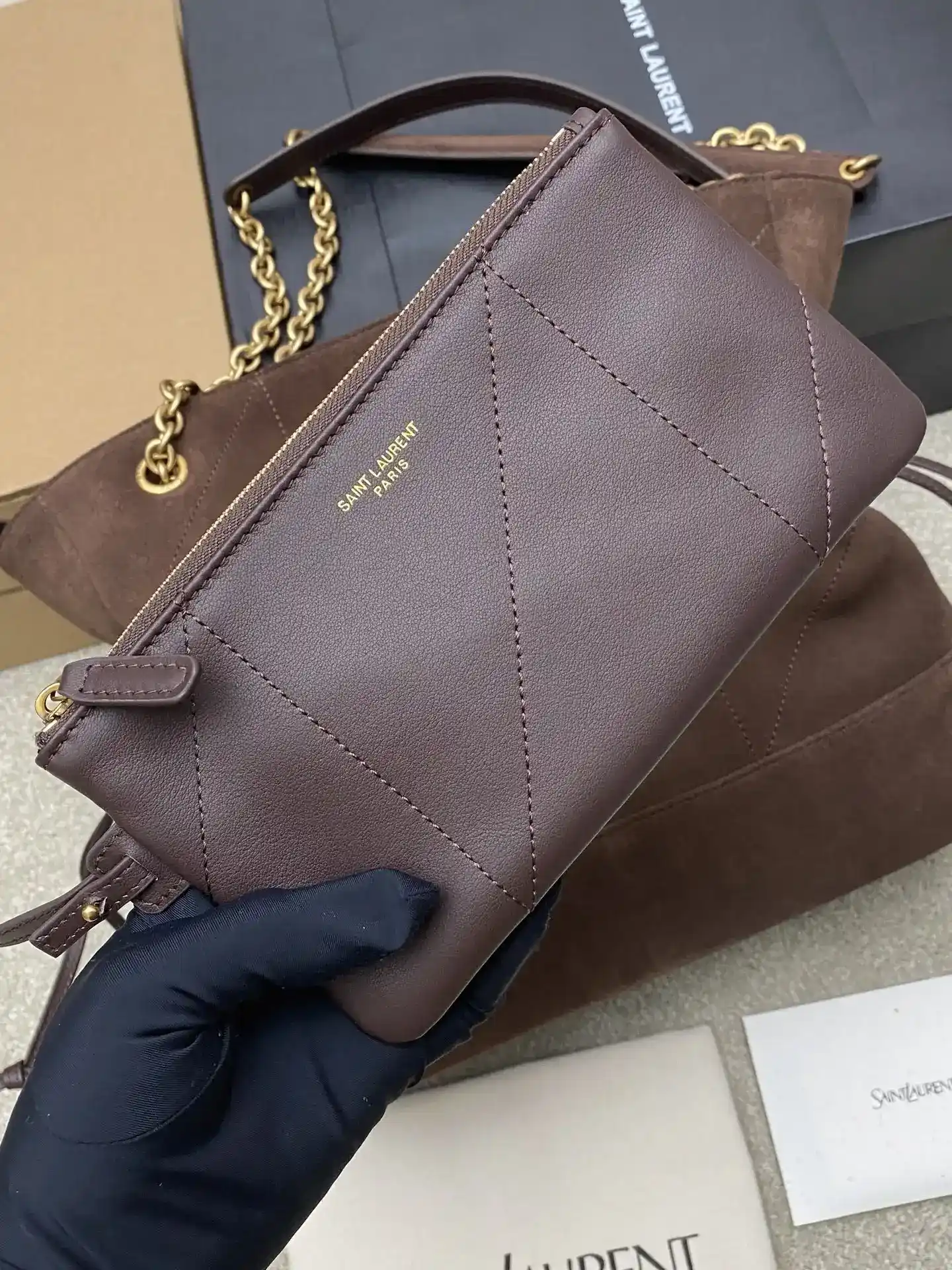 Saint Laurent Brown Jamie Lambskin Bucket Bag product photo from LabelPicks