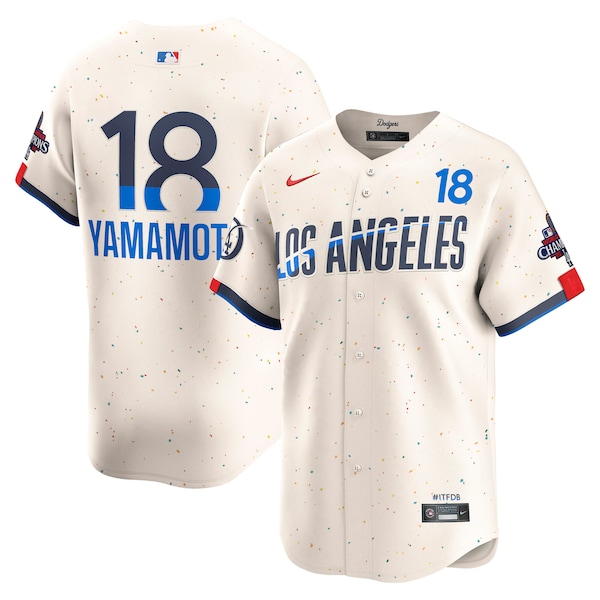 Yoshinobu Yamamoto Los Angeles Dodgers Nike 2024 World Series Champions City Connect Limited Player Jersey - Cream