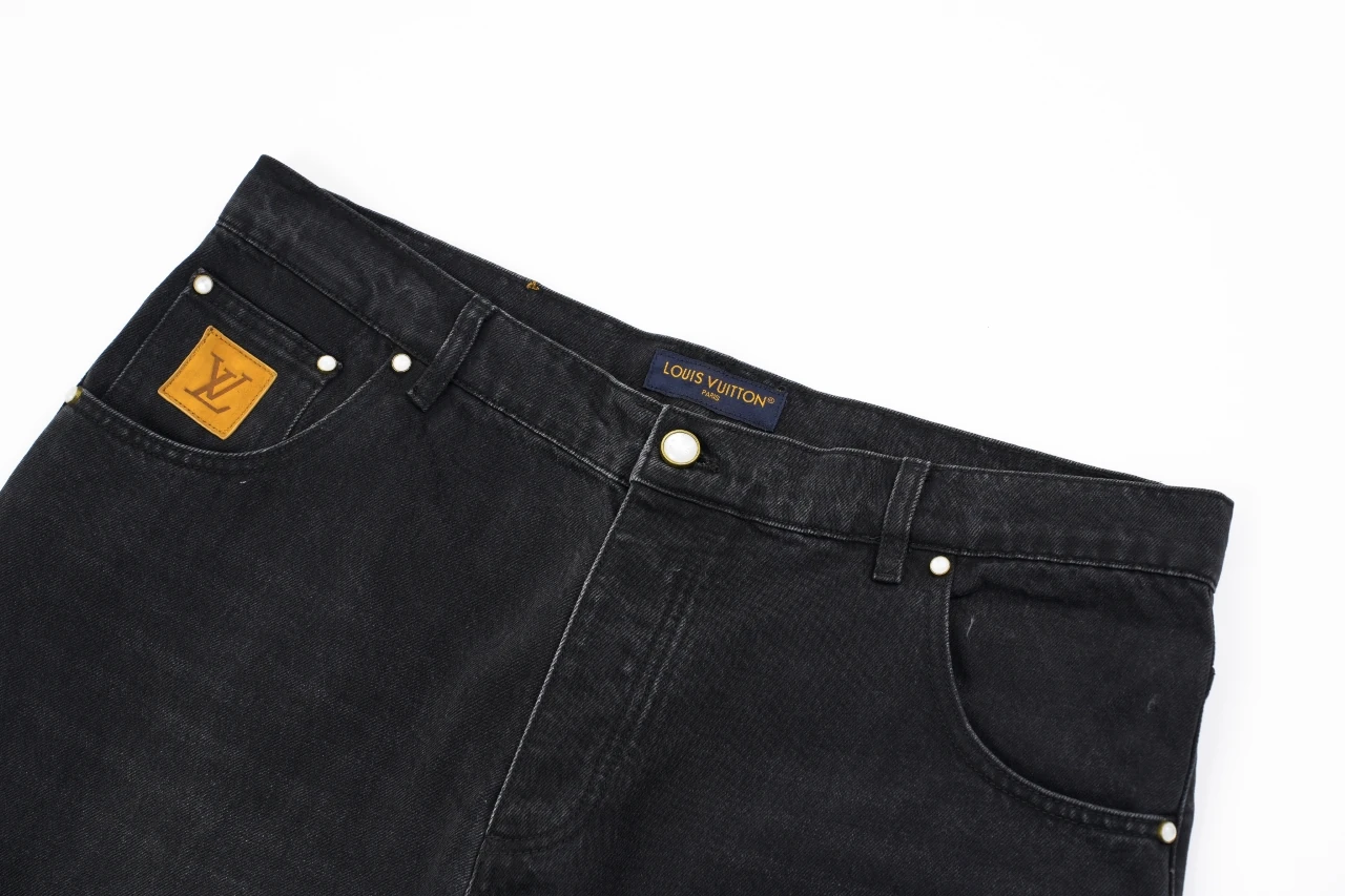 Louis Vuitton Black Stitch Monogram Letter Denim Pants product photo from LabelPicks