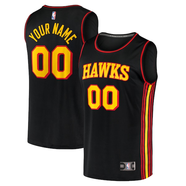 Atlanta Hawks  Youth Custom Fast Break Replica Jersey Black - Statement Edition