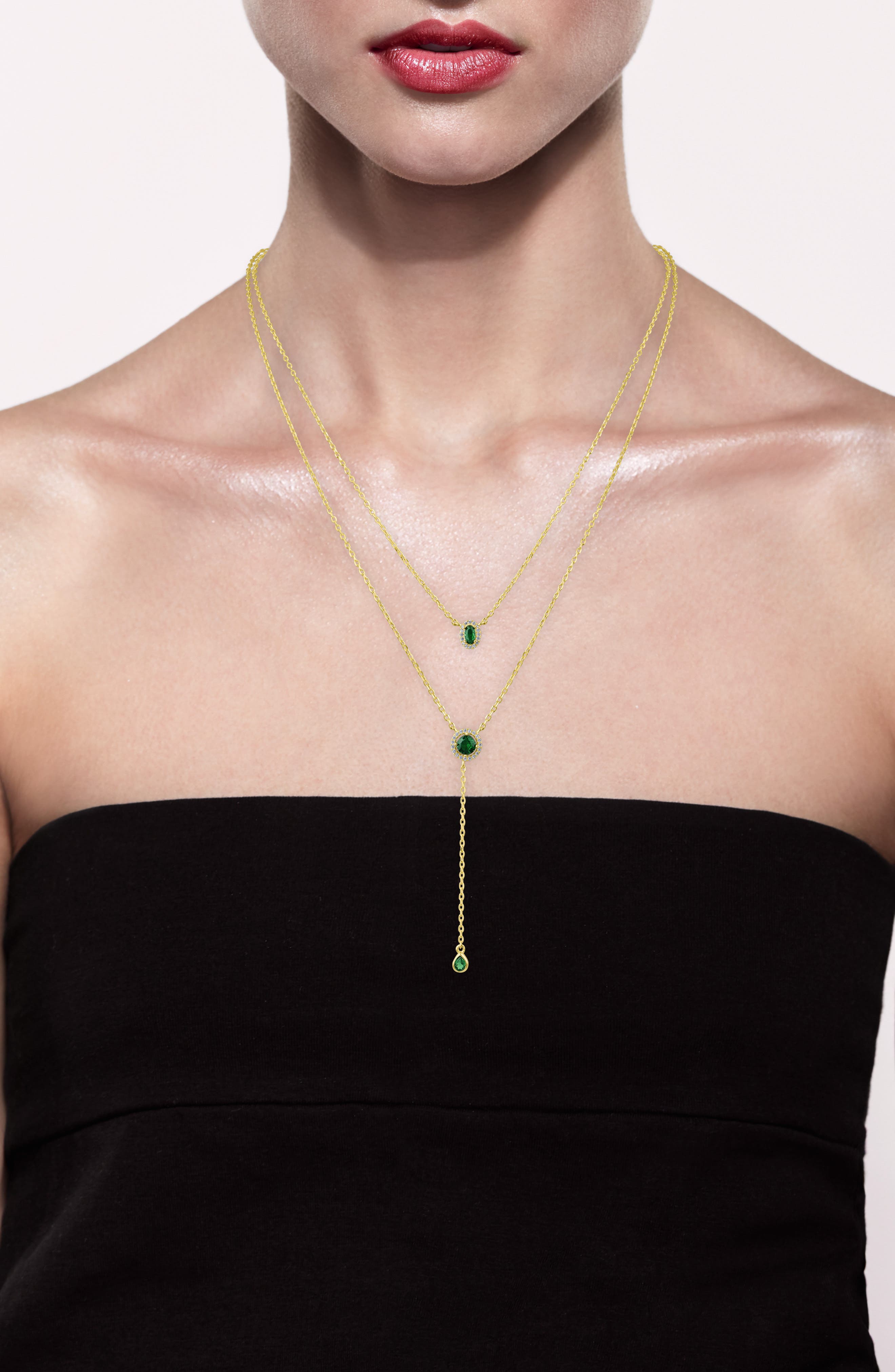 CZ by Kenneth Jay Lane Cubic Zirconia Layered Y-Necklace