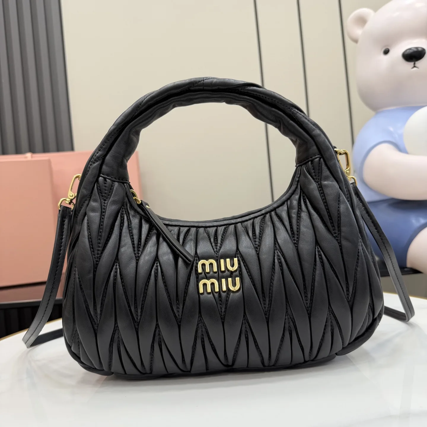 Miu Miu Matelasse Black Lambskin Hobo Bag product photo from LabelPicks