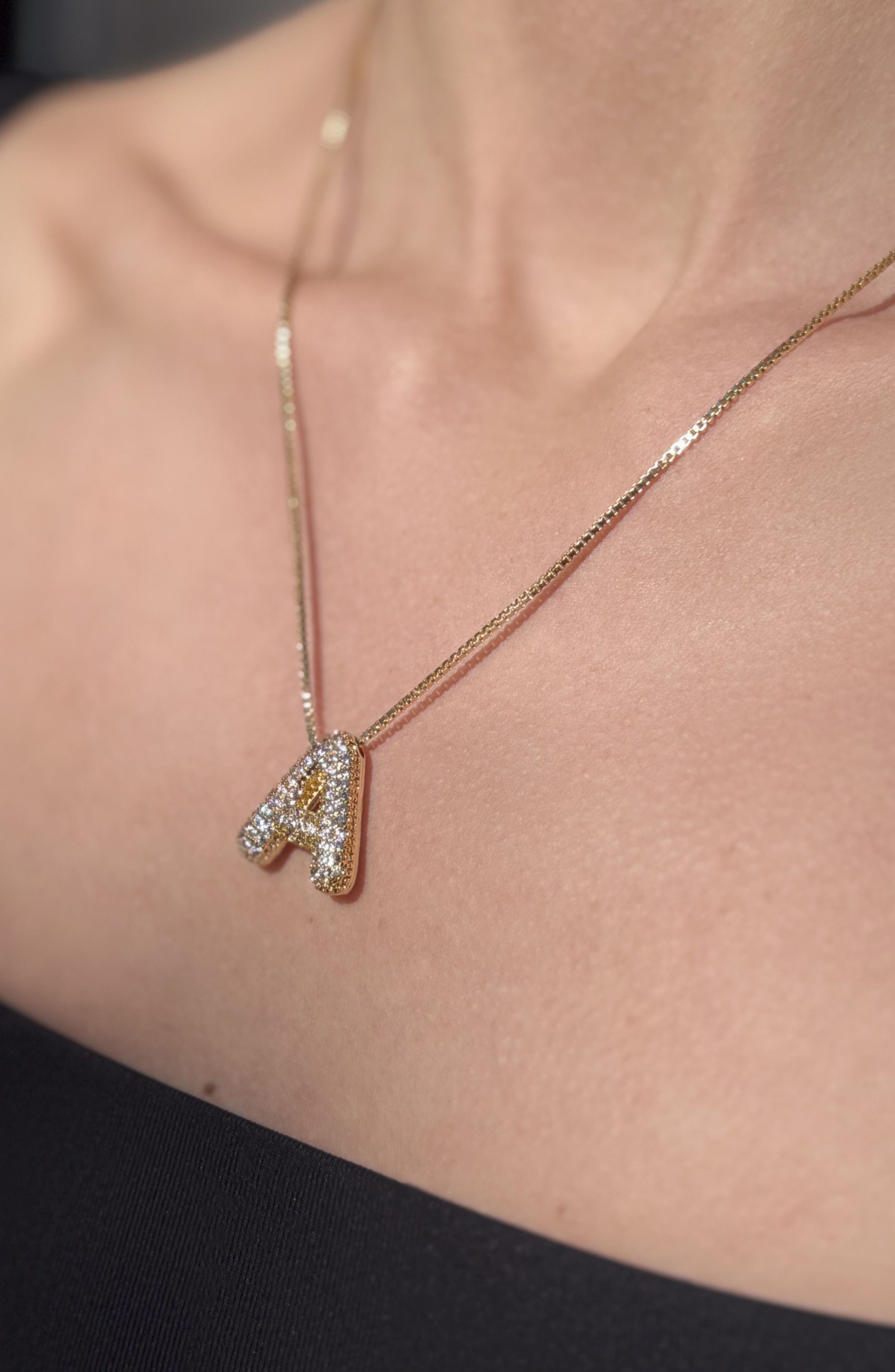 Adornia Pavé Bubble Initial Pendant Necklace