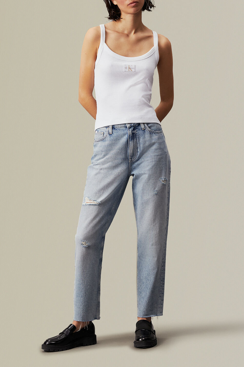 CALVIN KLEIN מכנסי ג'ינס מאם ישרים