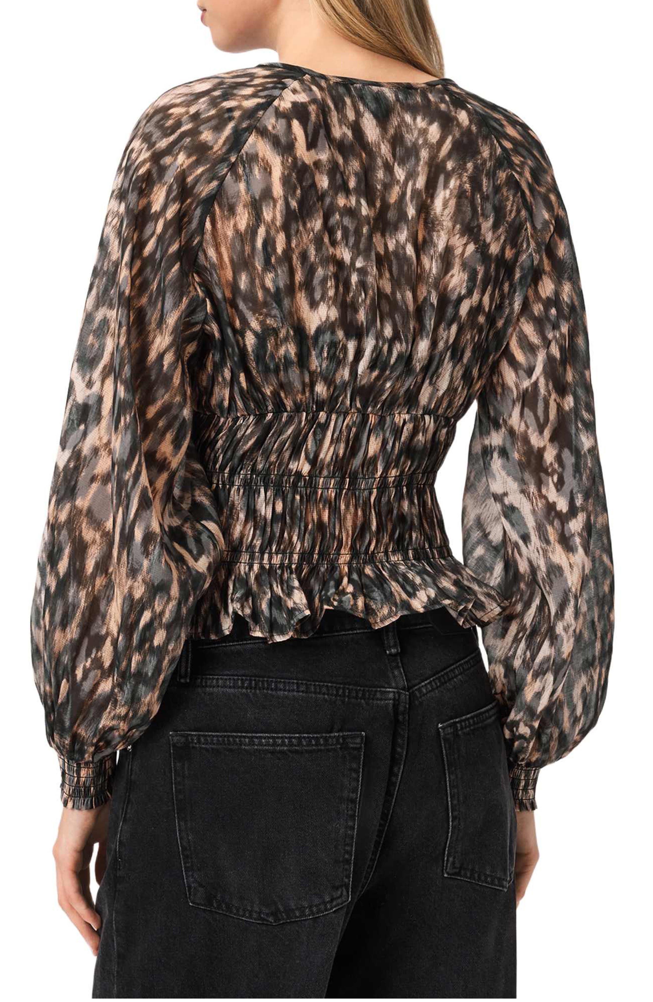 AllSaints Cern Print Smocked Top