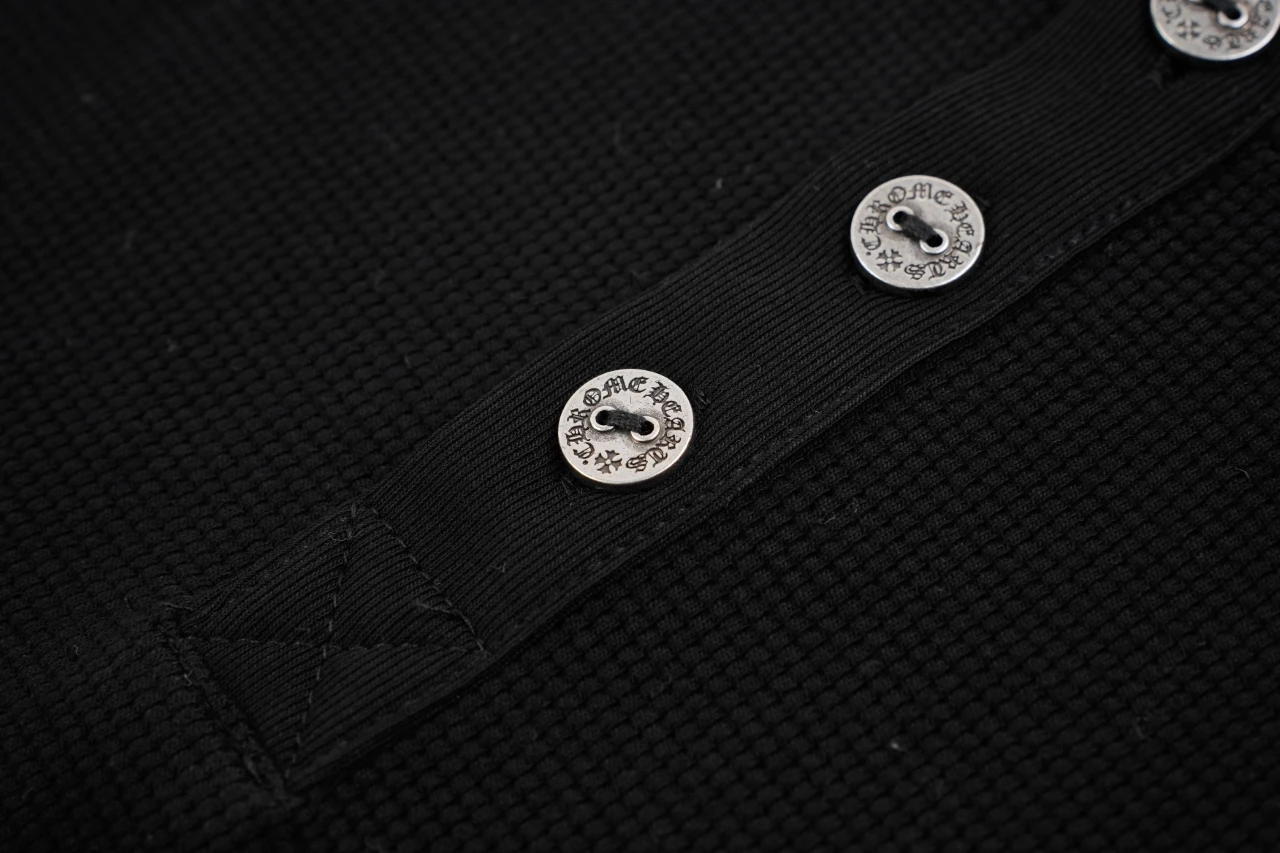 Chrome Hearts Black Tonal Embroidered Waffle Henley Long Sleeve product photo from LabelPicks