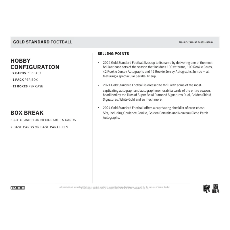 2024 Panini Gold Standard Football Hobby Box