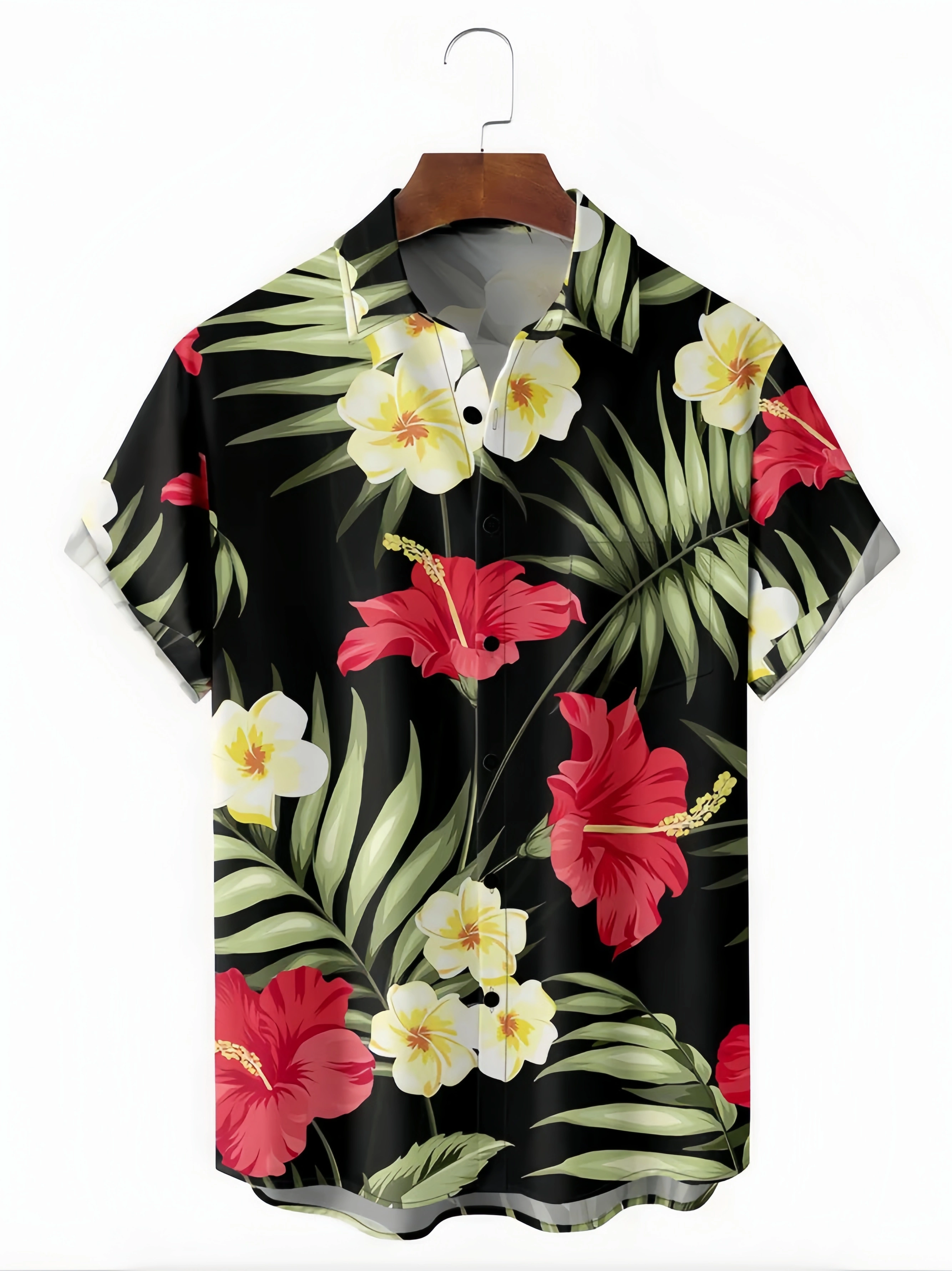 Floral Chest Pocket Short Sleeve Hawaiian Shirt