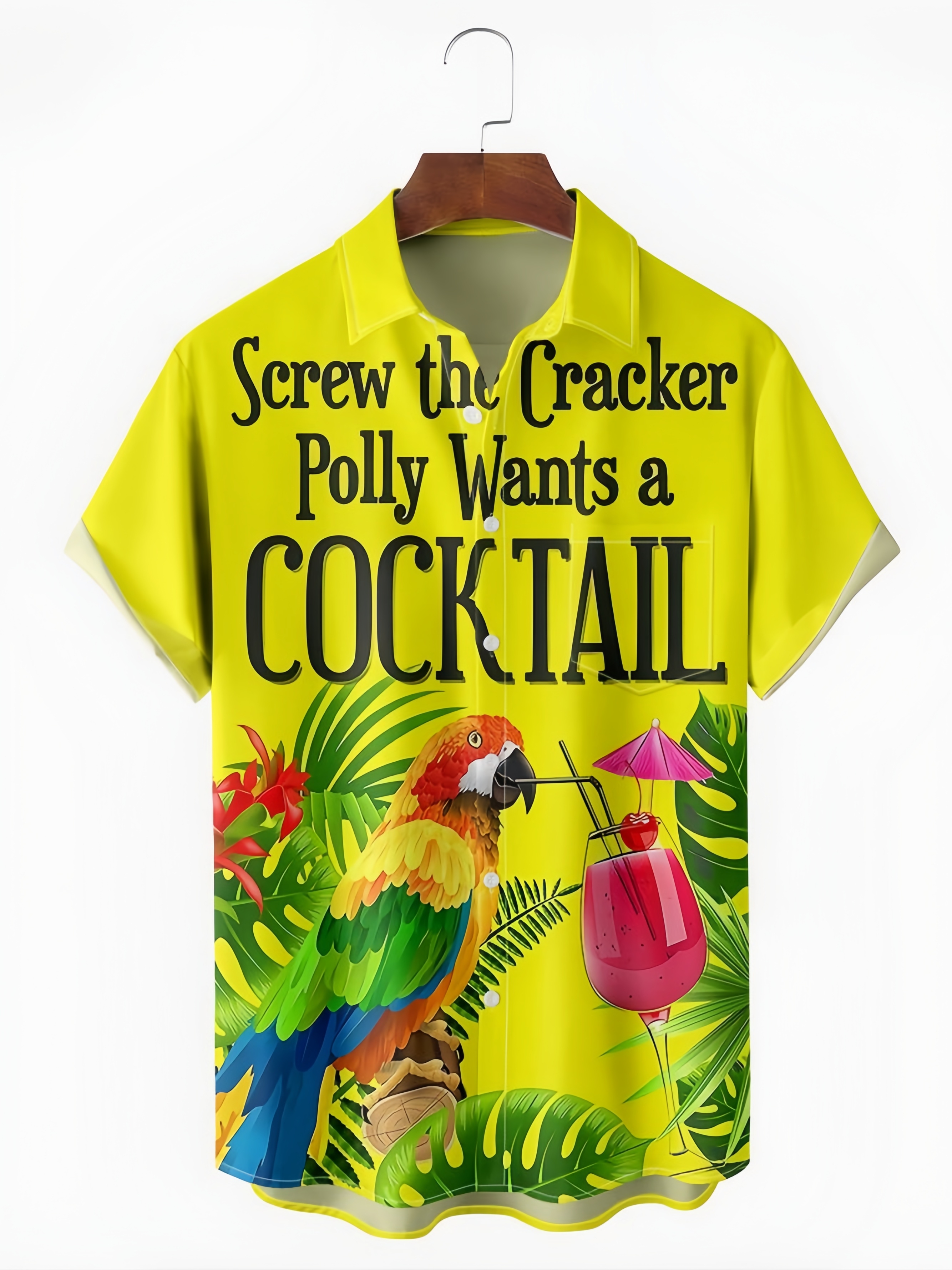 Parrot Chest Pocket Short Sleeve Hawaiian Shirt