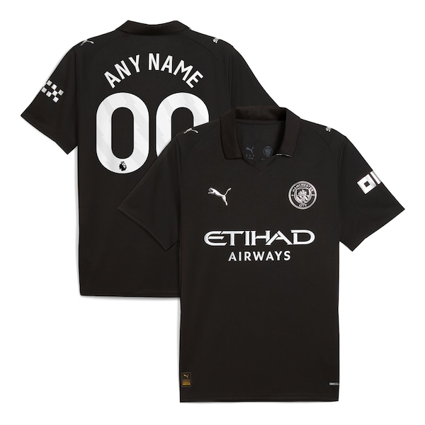 Manchester City Puma 2025/26 Away Replica Custom Jersey - Black/Light Blue/Green