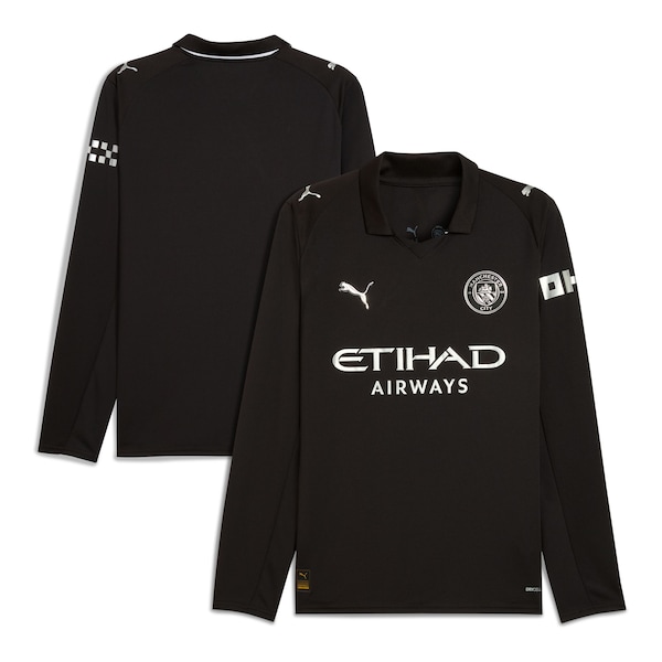Manchester City Puma 2025/26 Away Replica Long Sleeve Jersey - Black/Light Blue