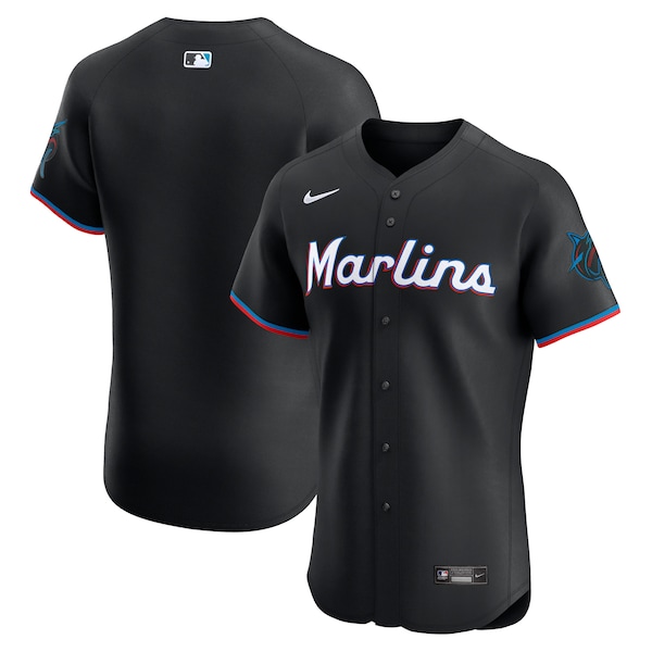 Miami Marlins Nike Alternate Vapor Premier Elite Patch Jersey - Black
