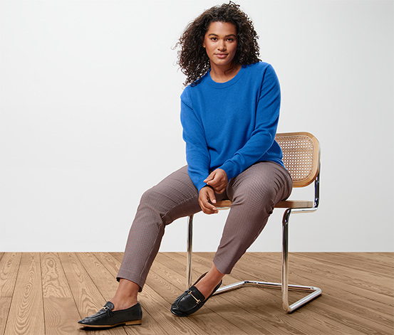 Feinstrickpullover mit Cashmere, kobaltblau