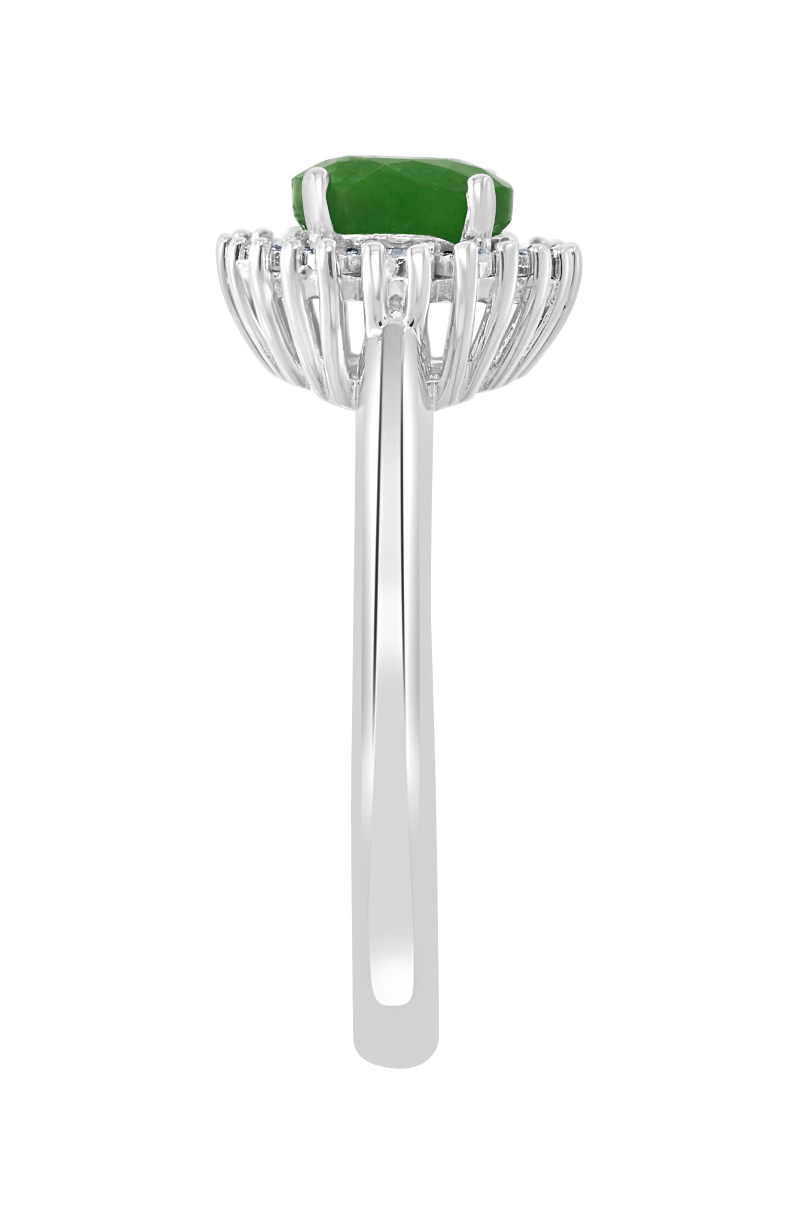 EFFY Sterling Silver Emerald & Diamond Ring