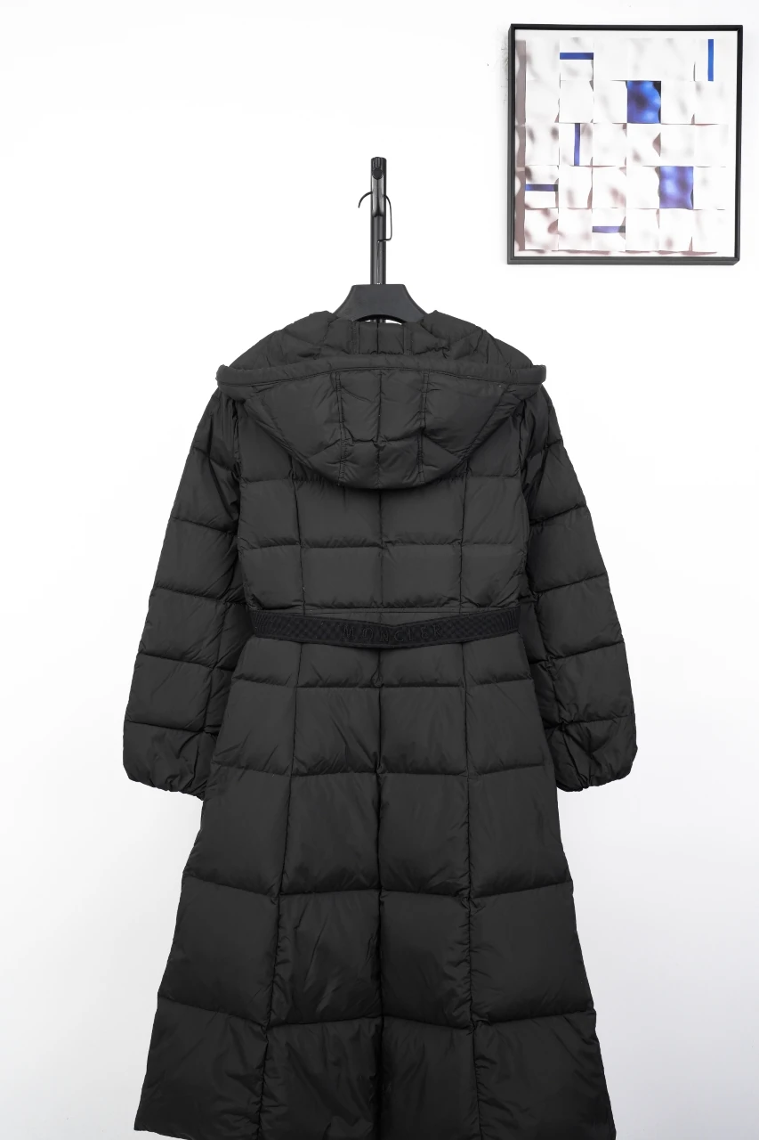 Moncler Black Matte Belted Long Down Coat product photo from LabelPicks