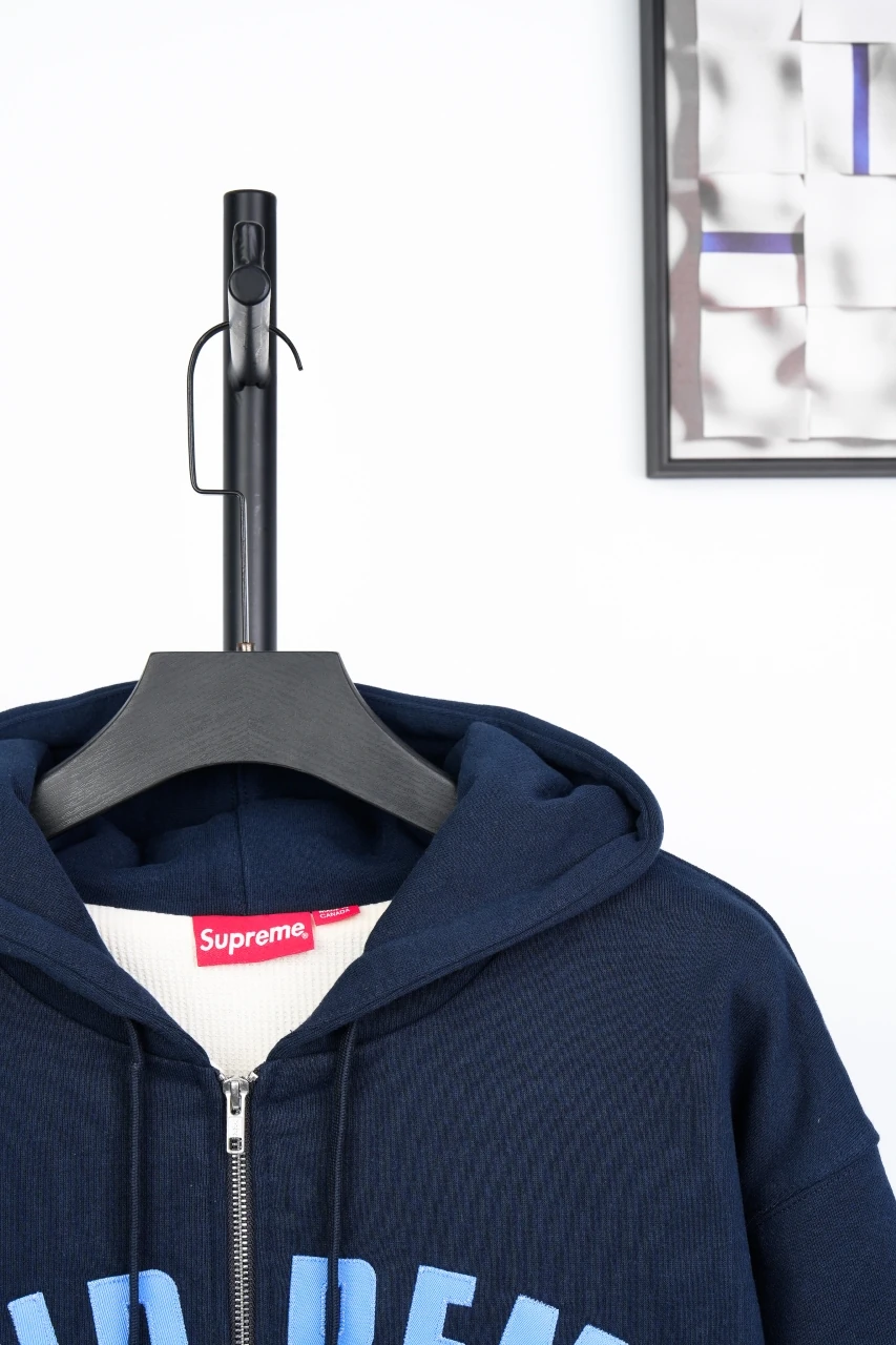 Supreme Navy Applique Letter Zip Hoodie Jacket product photo from LabelPicks