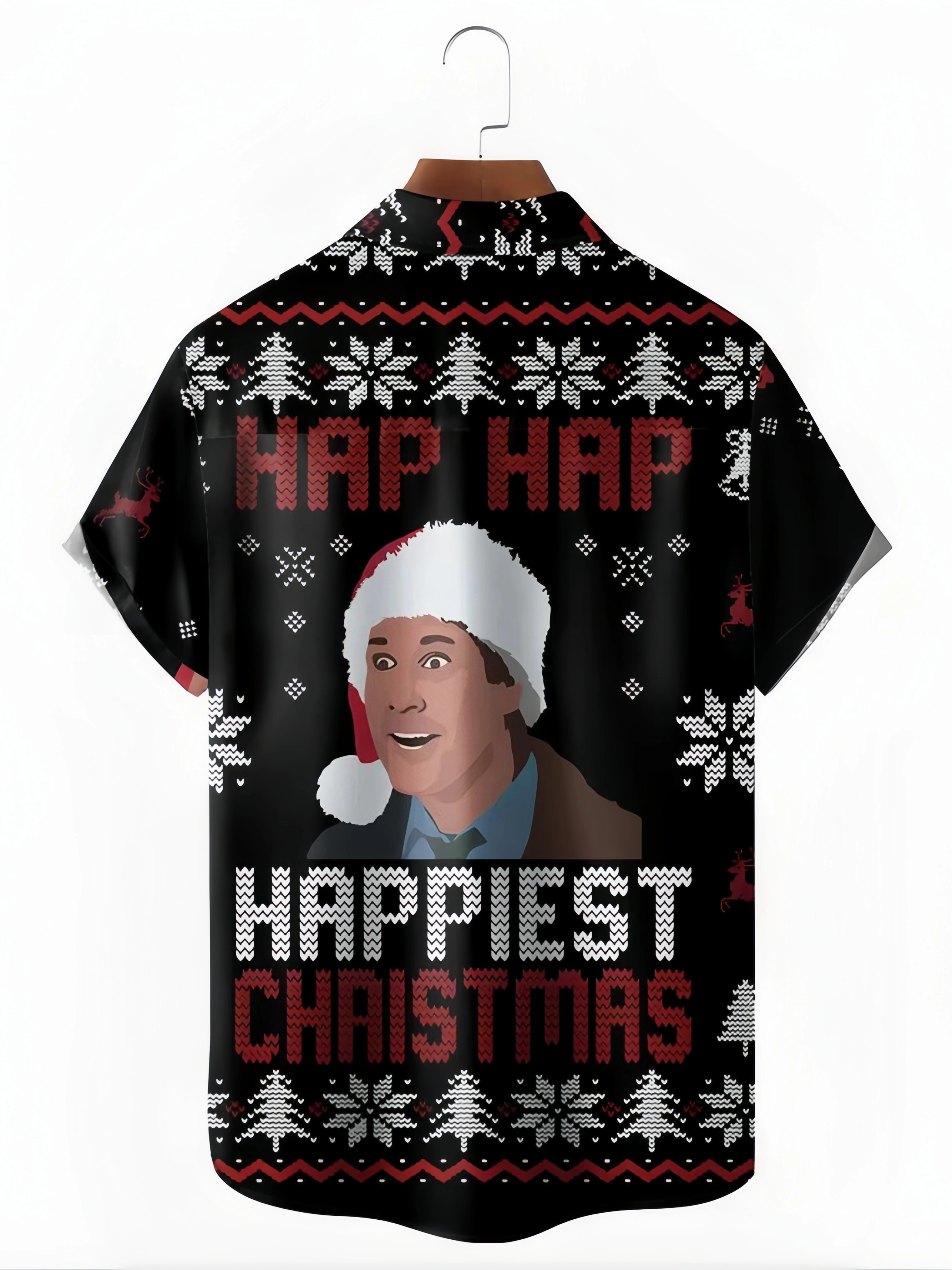 Christmas Chest Pocket Short Sleeve Casual Shirt