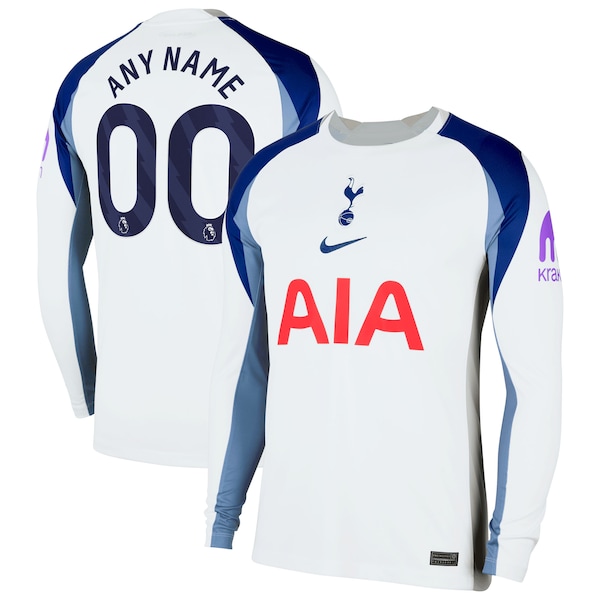 Tottenham Hotspur Nike 2025/26 Home Replica Long Sleeve Custom Jersey - White