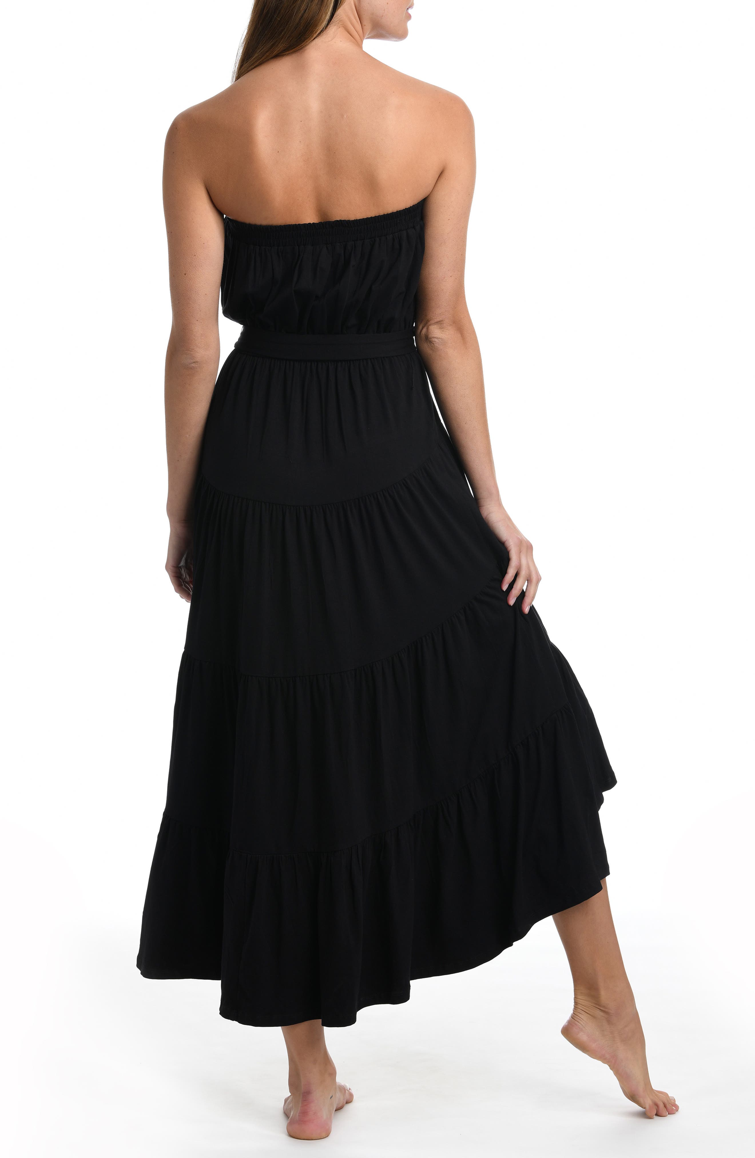 La Blanca Draped Strapless Tie Waist Cover-Up Dress