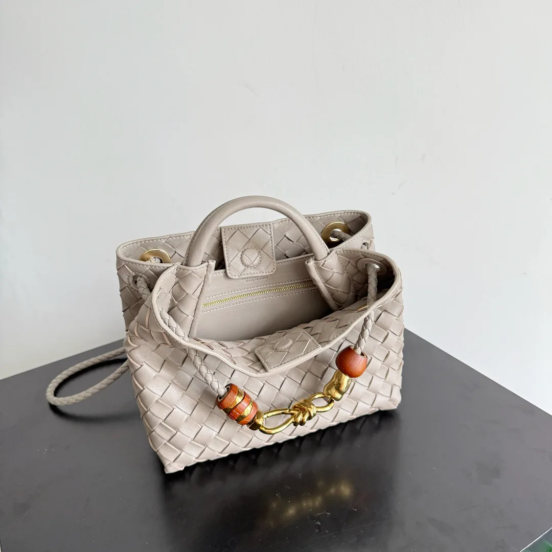 Bottega Veneta Andiamo Grey Intrecciato Woven Leather Top Handle Bag product photo from LabelPicks