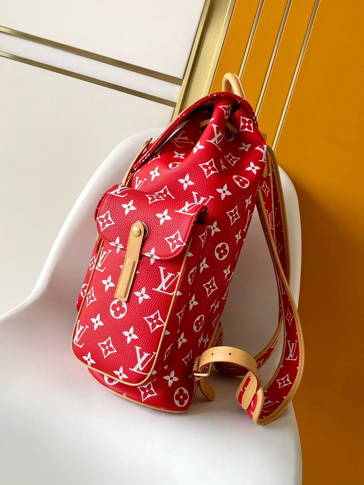 Louis Vuitton Christopher Red Monogram Canvas Backpack product photo from LabelPicks