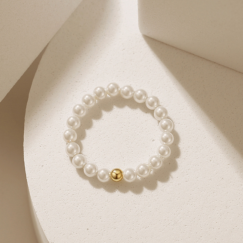 S925 sterling silver shell bead ring, versatile and trendy, perfect for the index finger, a popular vintage-style ring with a delicate bead design