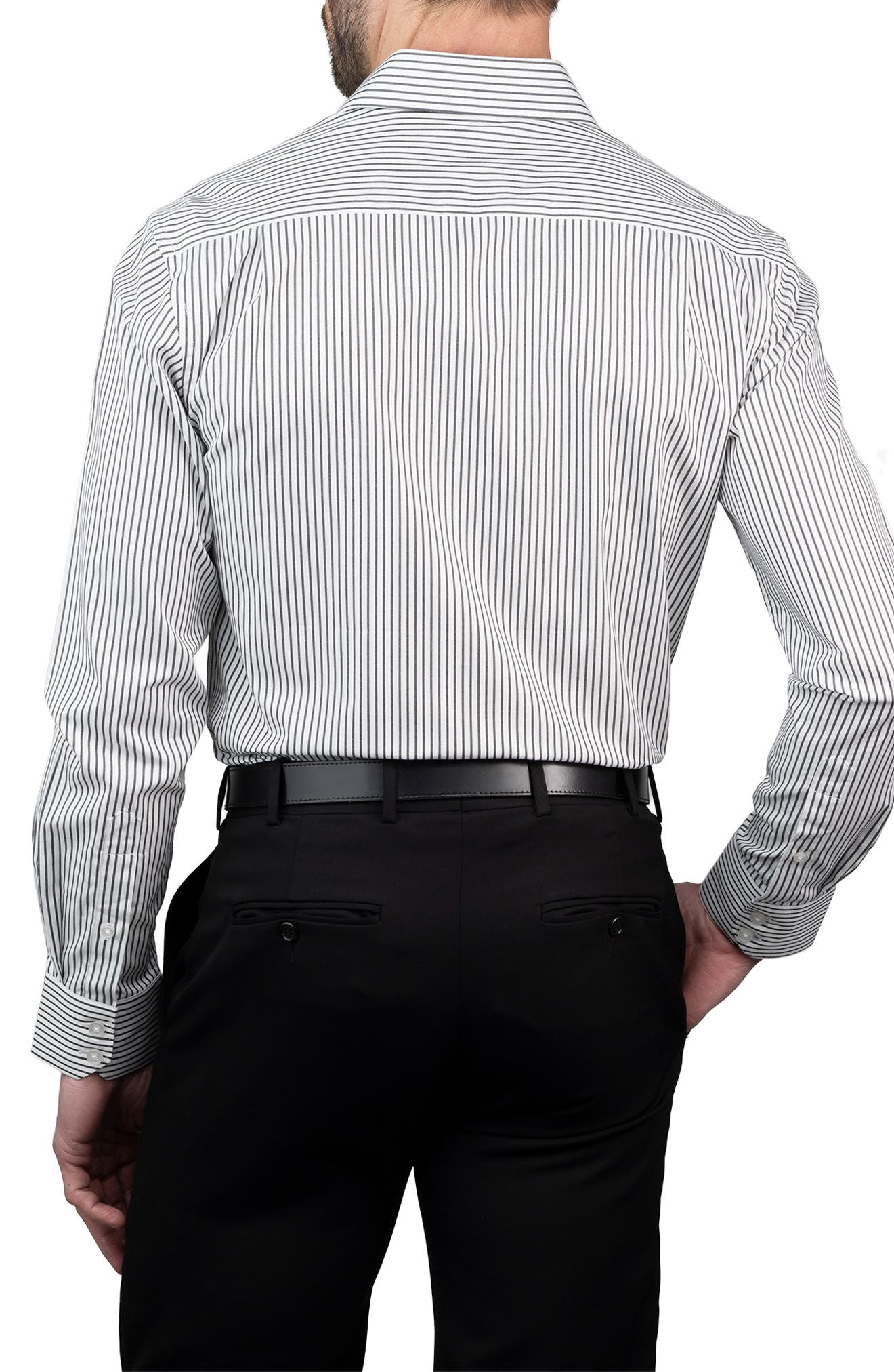 KARL LAGERFELD Trim Fit Pinstripe Cotton Dress Shirt