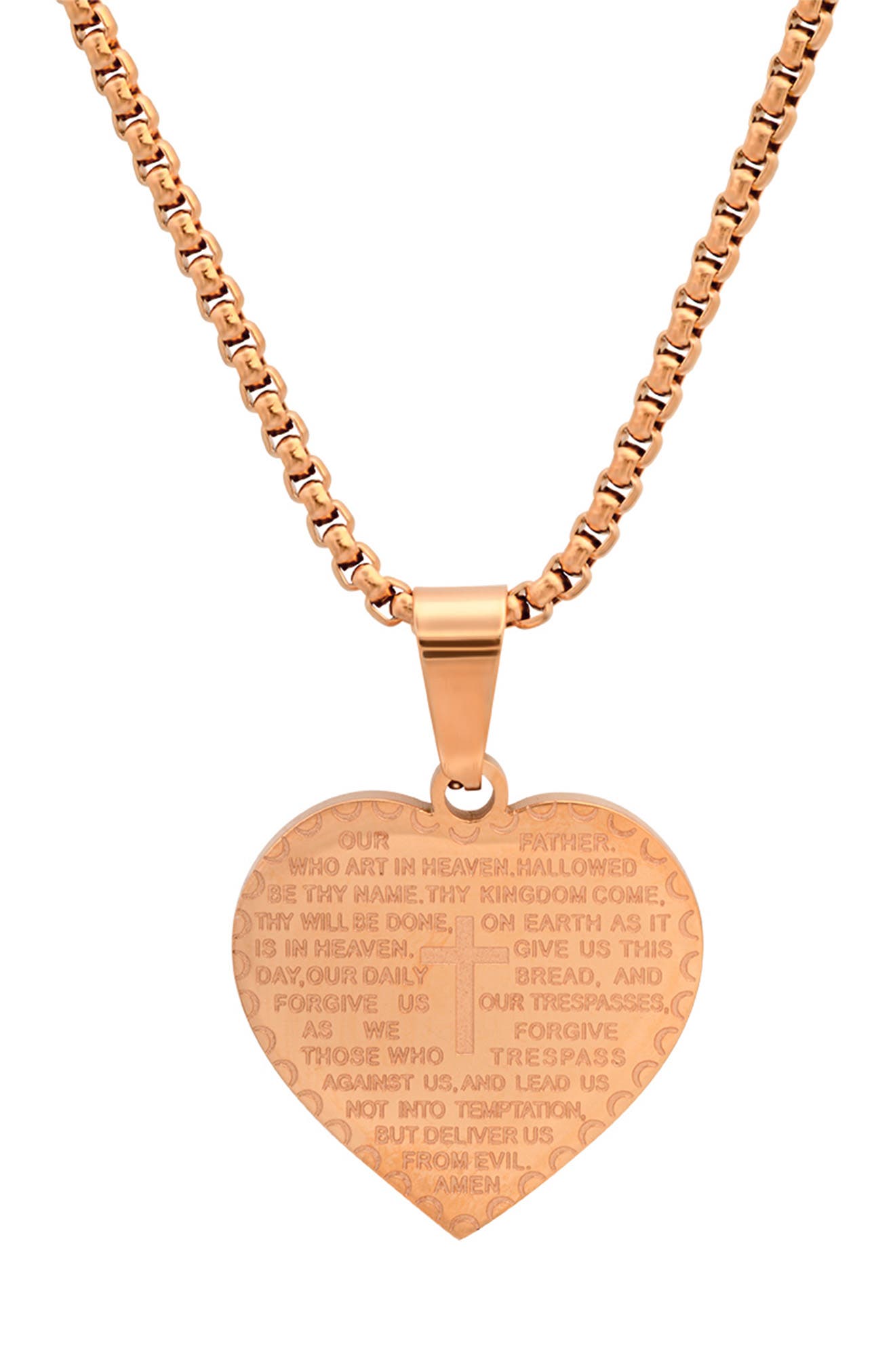 HMY JEWELRY Stainless Steel Prayer Pendant Necklace