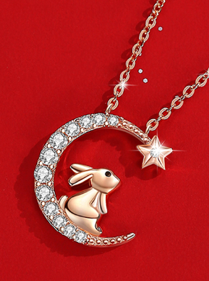 Rabbit Diamond Necklace Women's Summer Light Luxury Niche Advanced Design Clavicle Chain