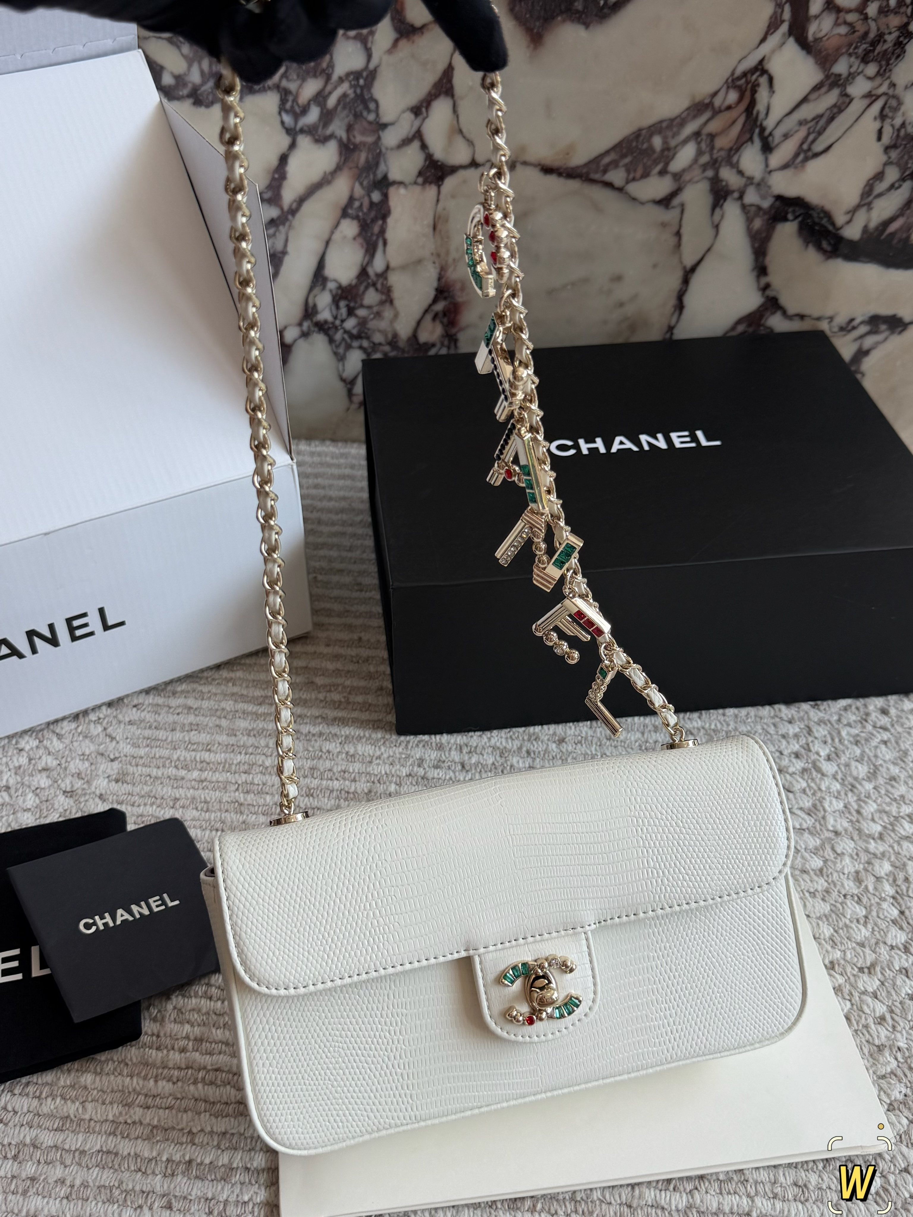 Chanel 26A Badge Chain Horizontal Flap Bag